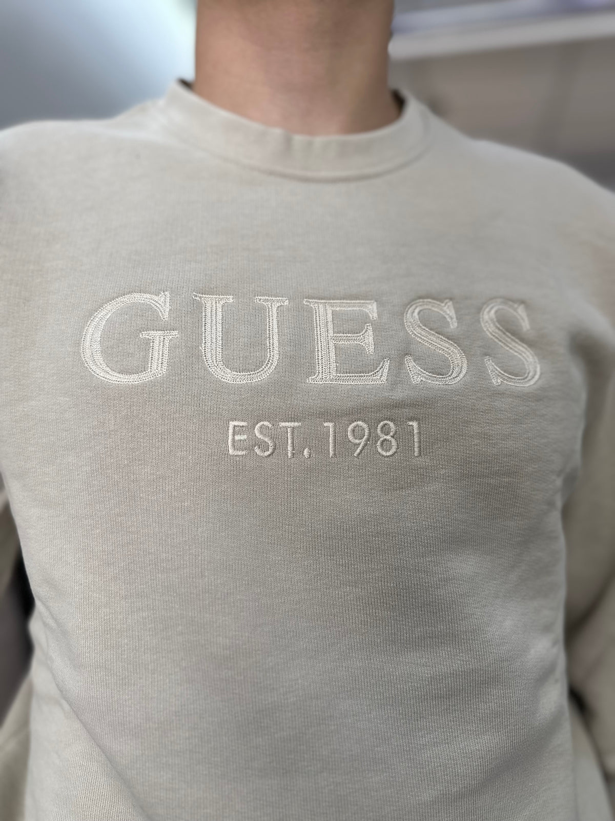 Sudadera Guess cruda logo bordado
