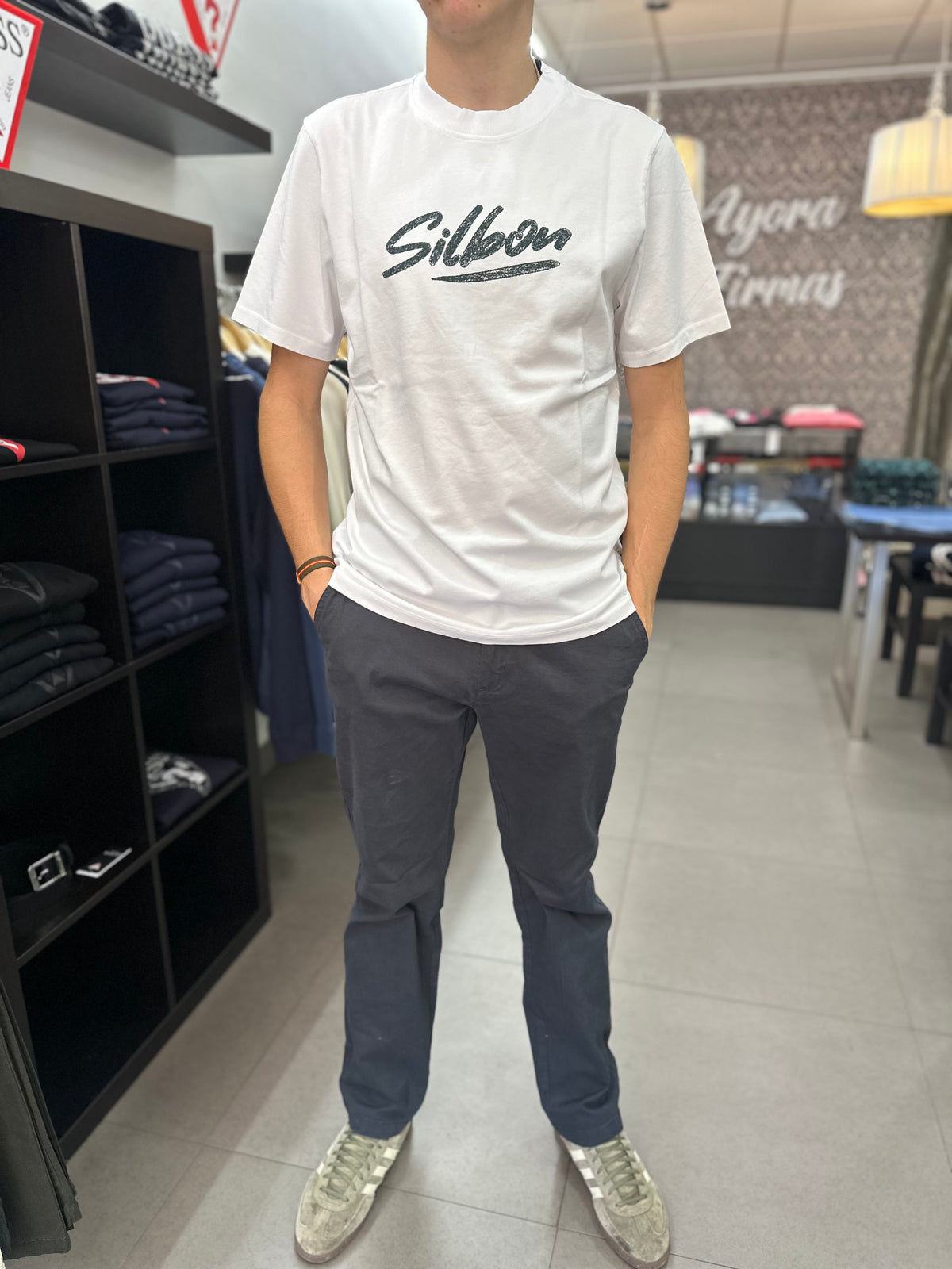 Pantalón Silbon Chino con goma en la cintura marino