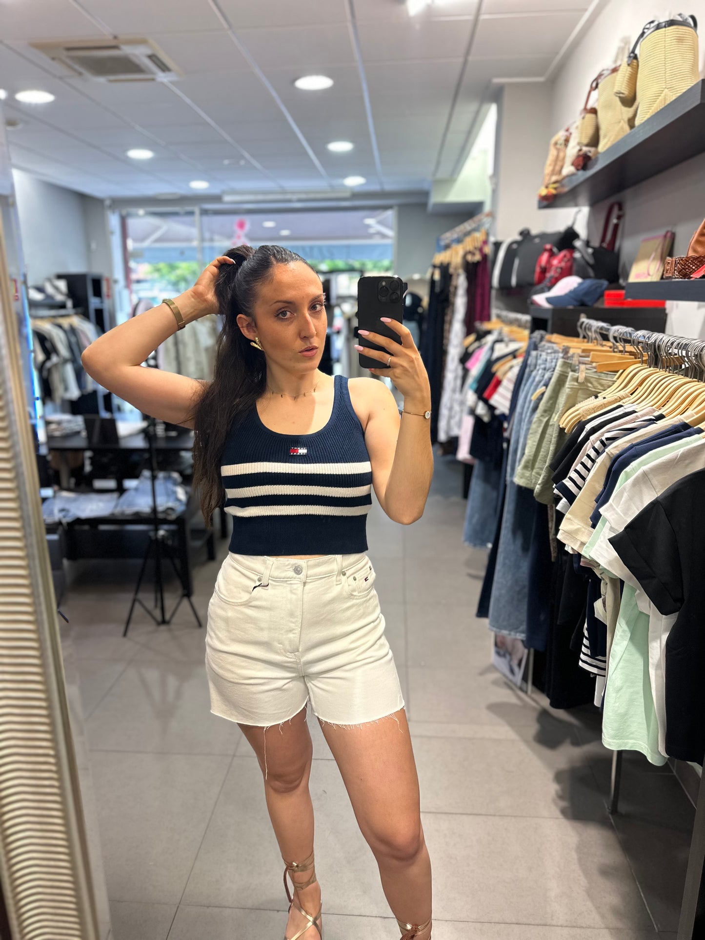 Top Tommy punto marino y blanco