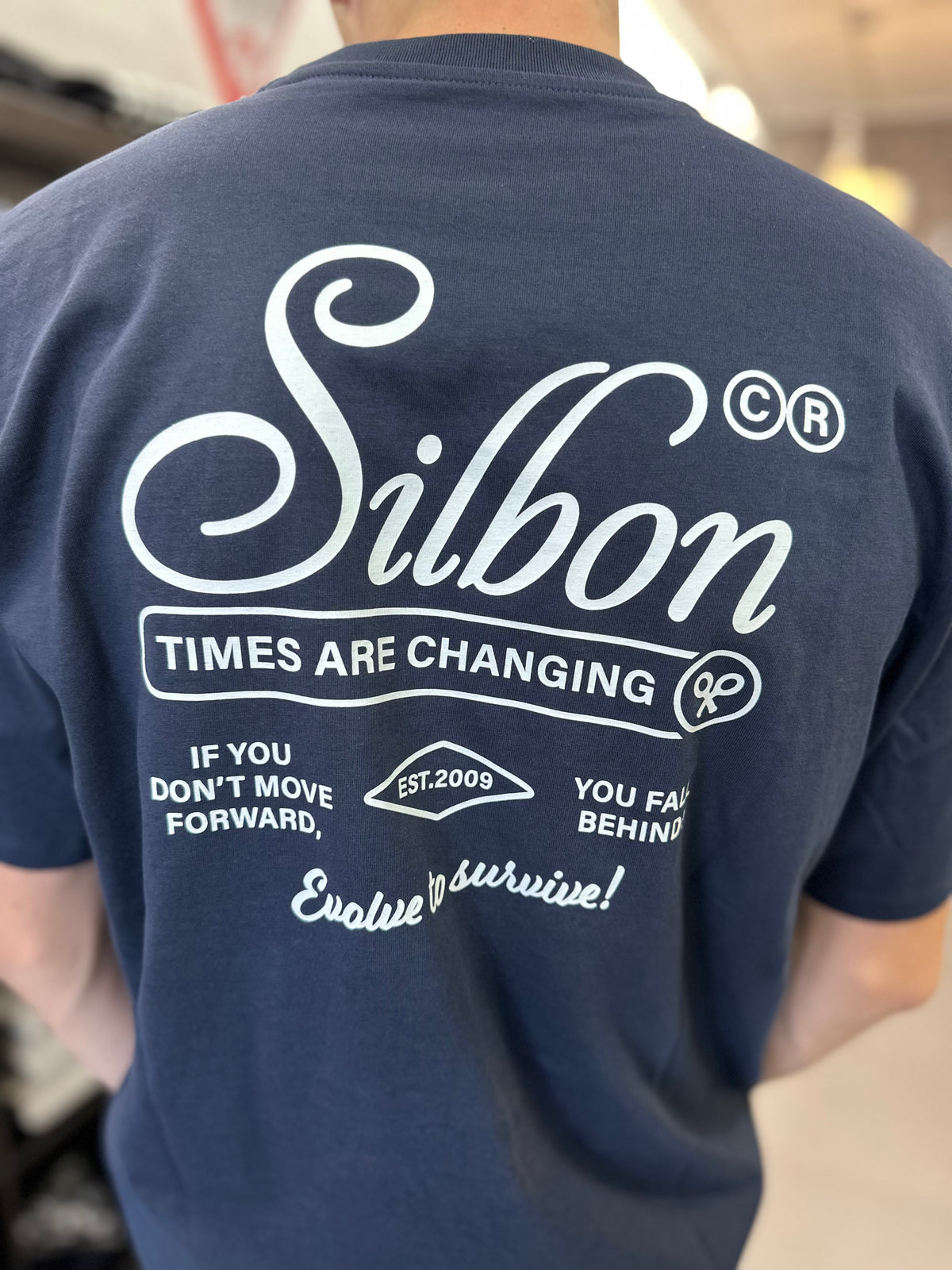 Camiseta Silbon marina logo espalda