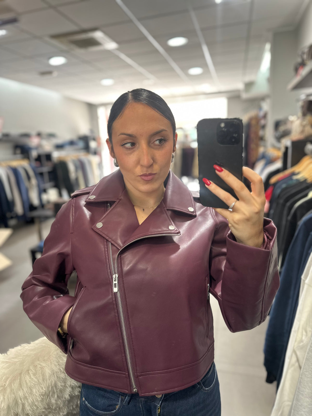 Chaqueta Tiffosi cuero burdeos