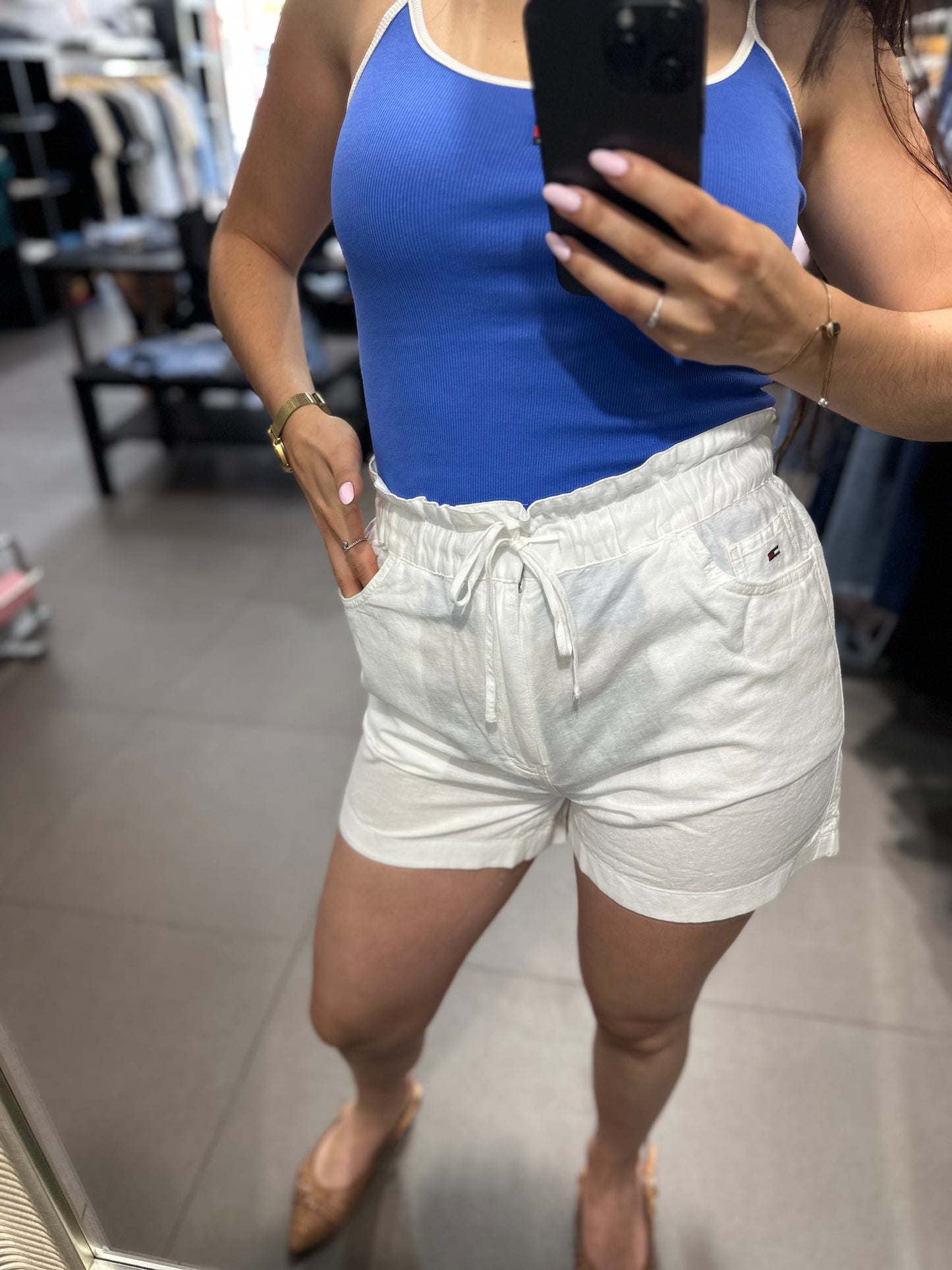 Short Tommy lino blanco