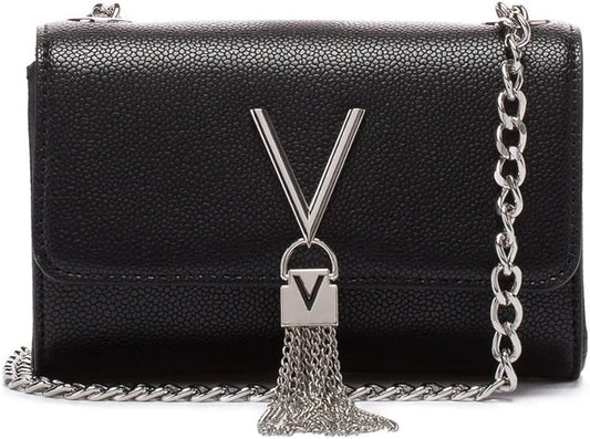 BOLSO VALENTINO MINI DETALLE CADENAS Y LOGOTIPO "V" NEGRO