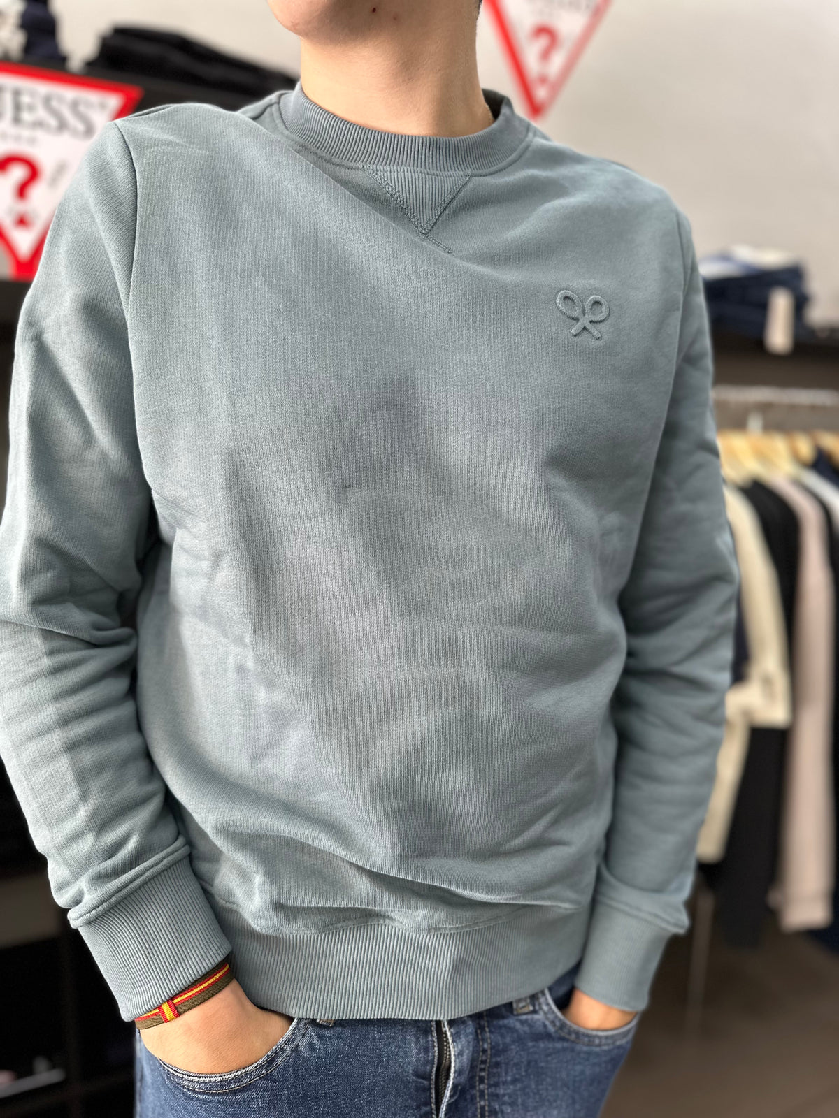 Sudadera Silbon Verde piedra logo relieve