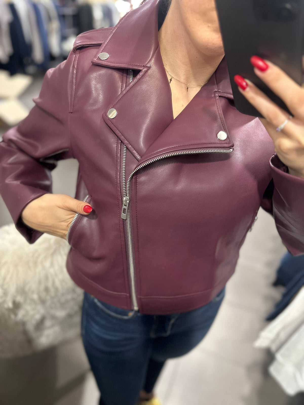 Chaqueta Tiffosi cuero burdeos