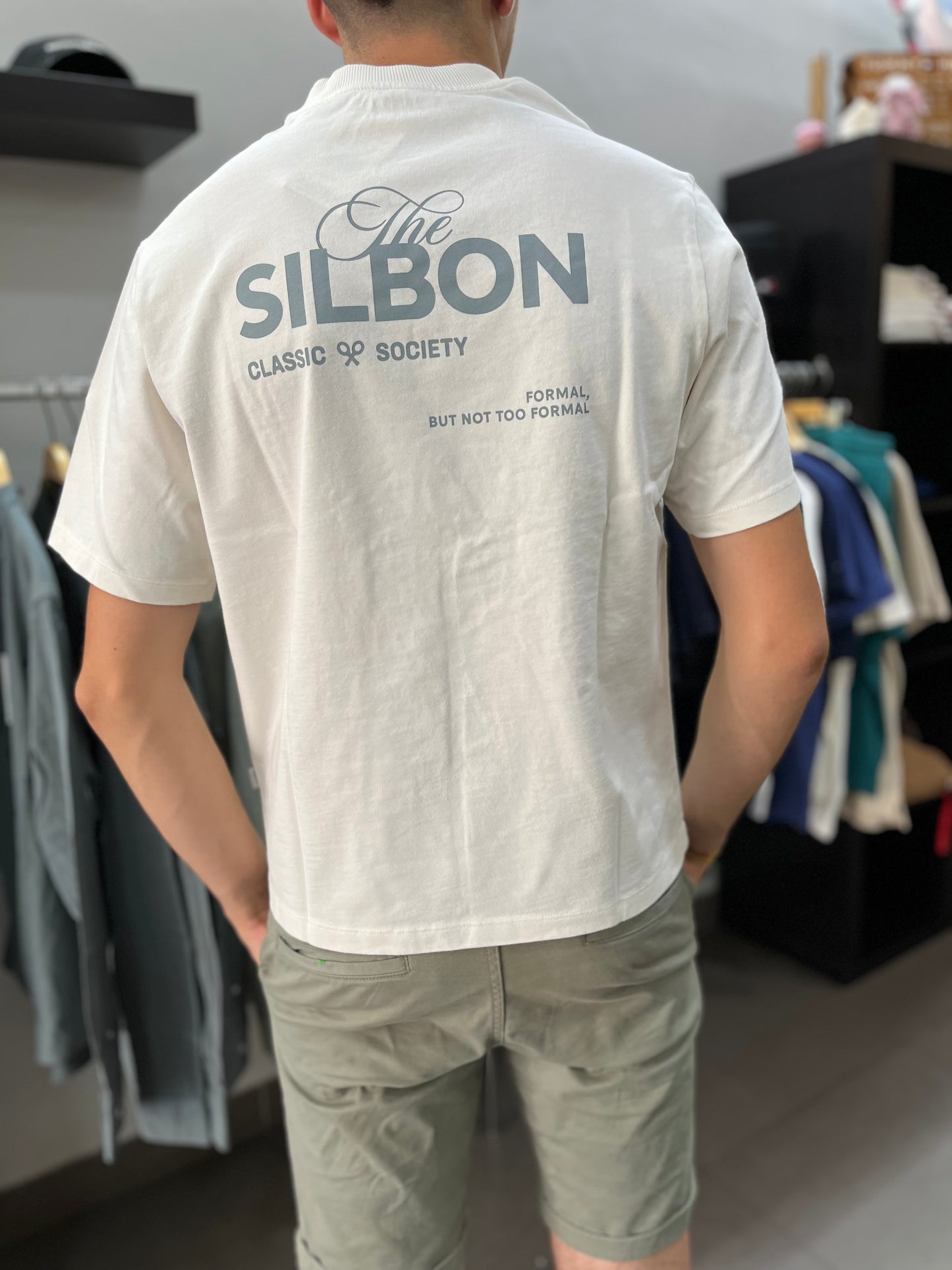 Camiseta Silbon over special fit logo espalda crema