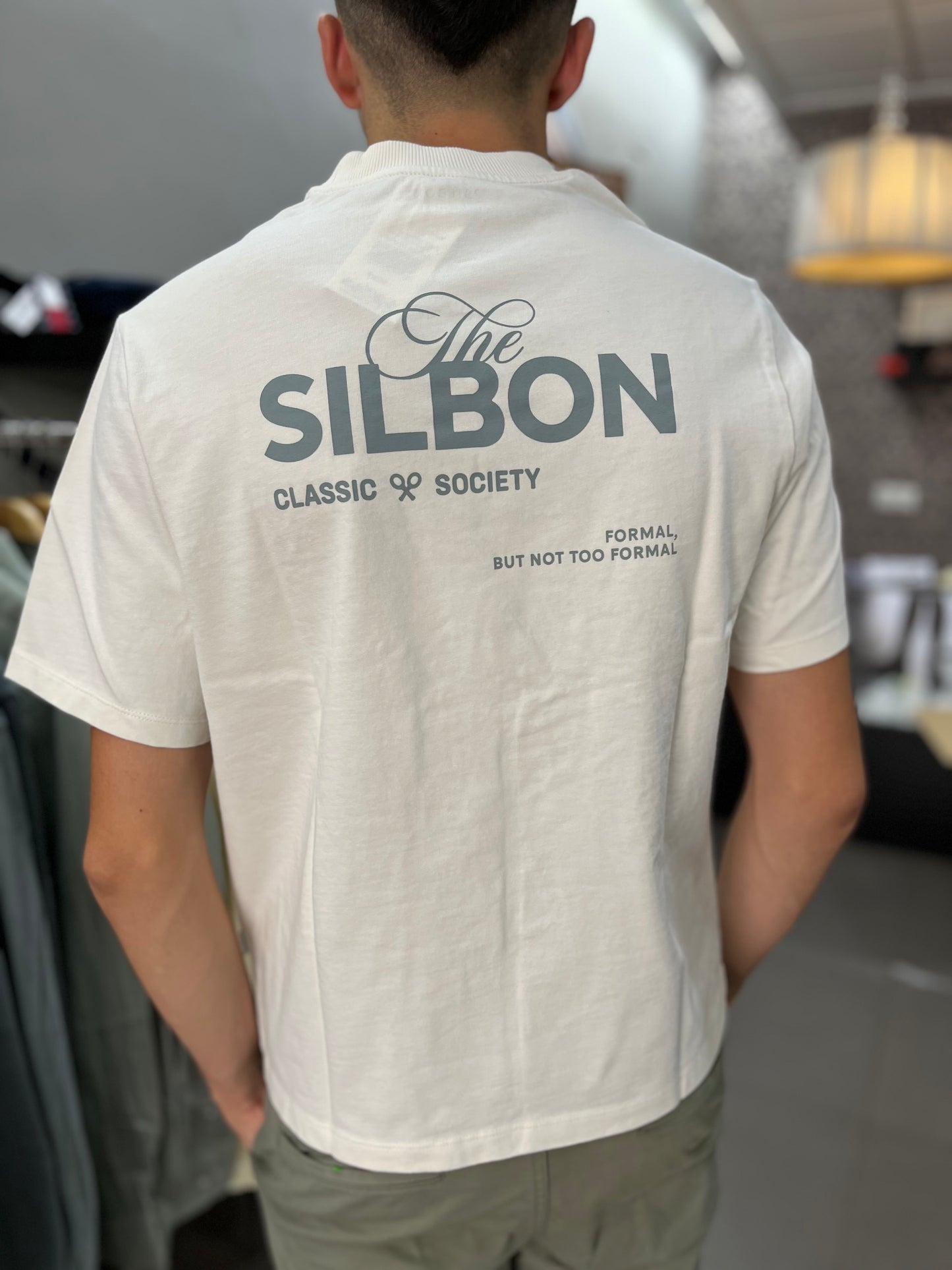 Camiseta Silbon over special fit logo espalda crema