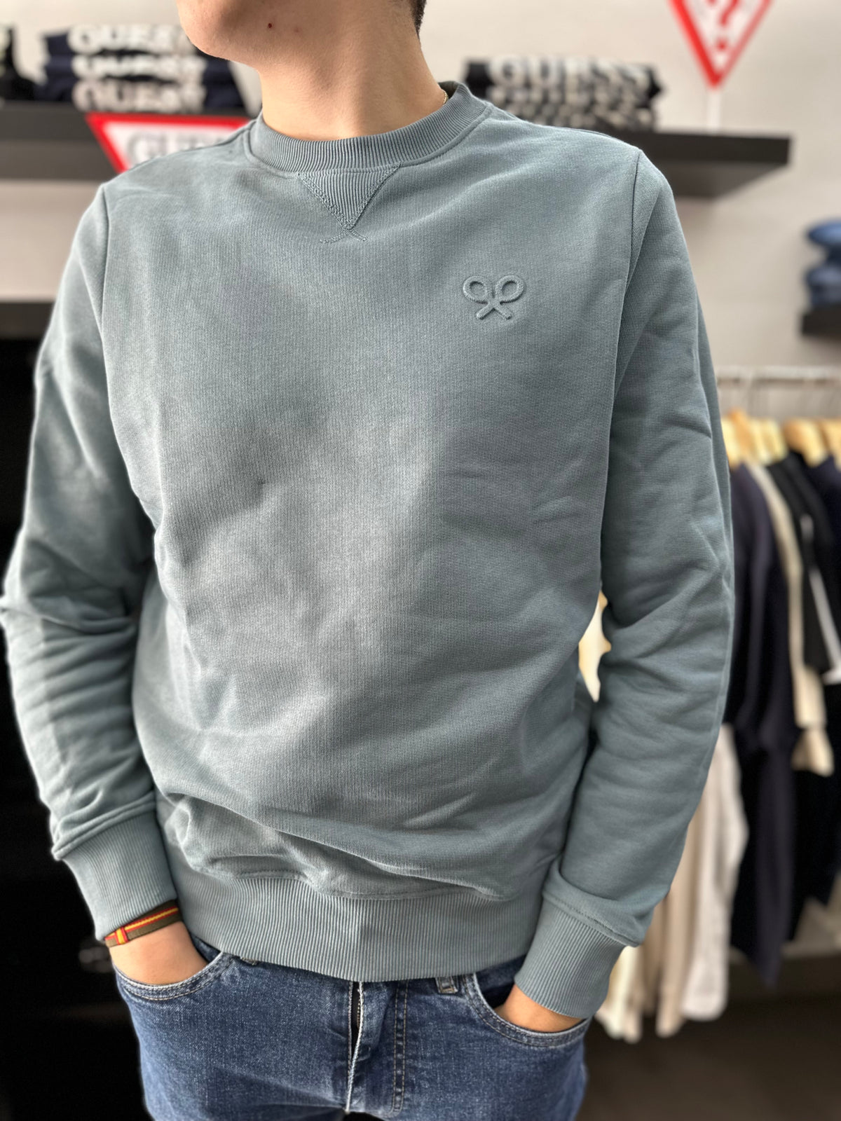 Sudadera Silbon Verde piedra logo relieve