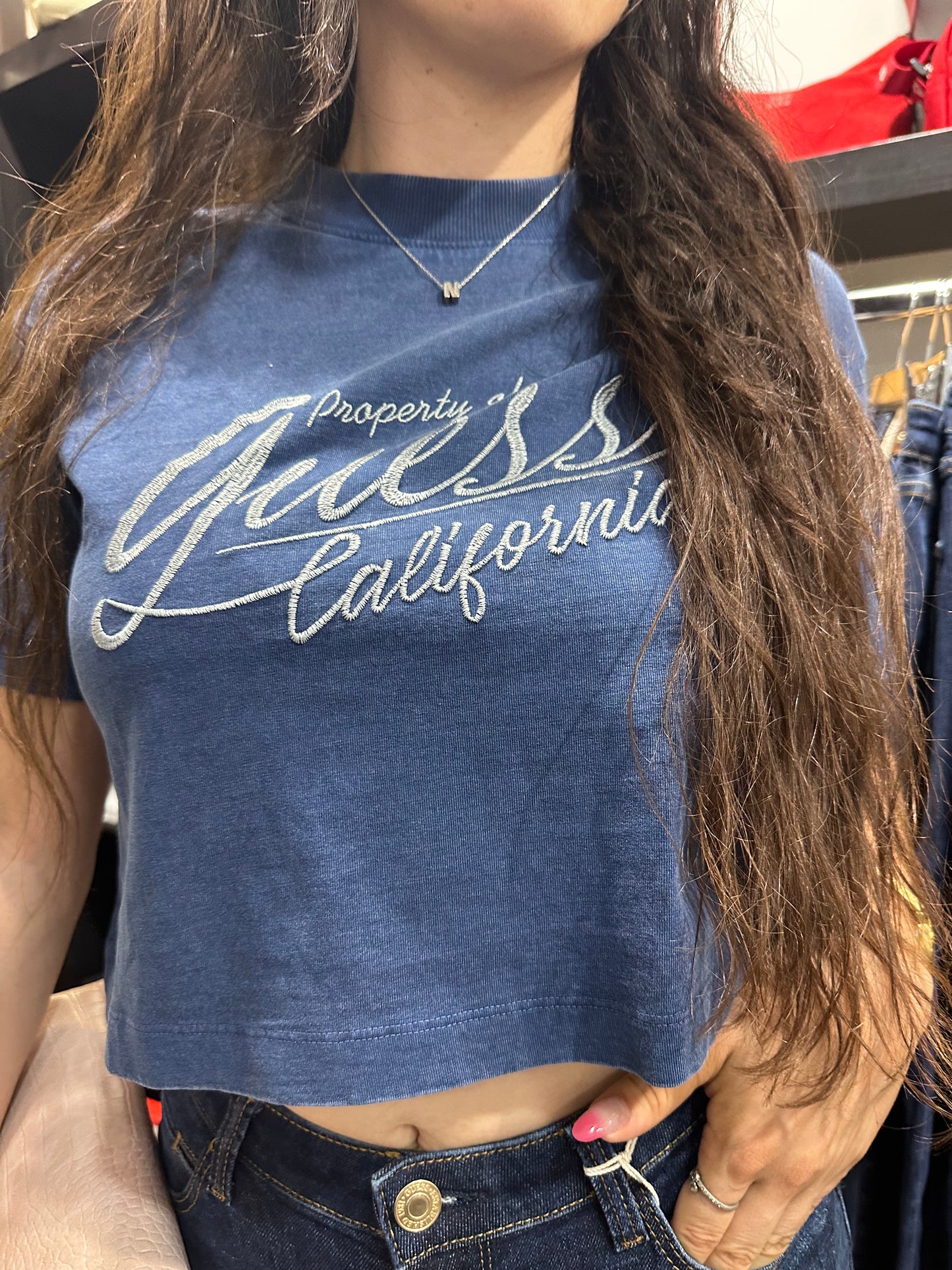 Camiseta Guess Crop efecto denim