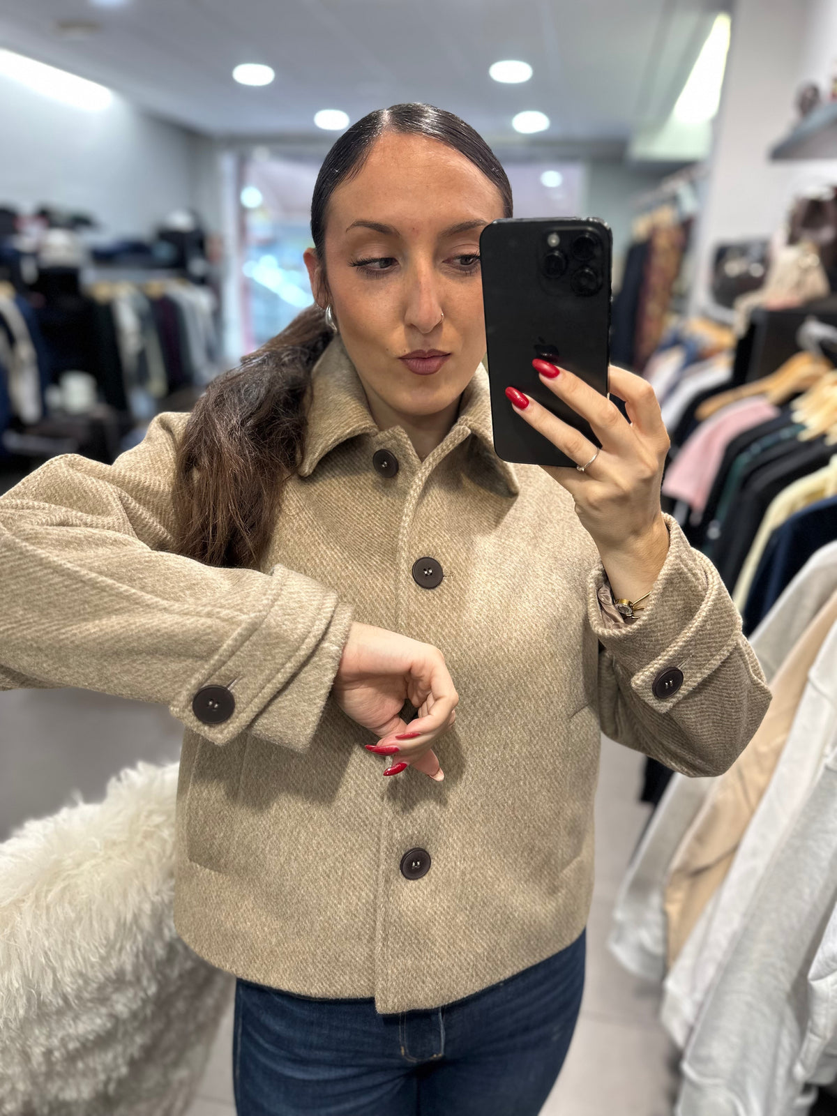 Chaqueta Tiffosi paño beige botones