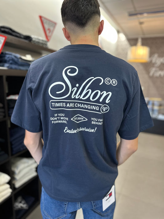 Camiseta Silbon marina logo espalda