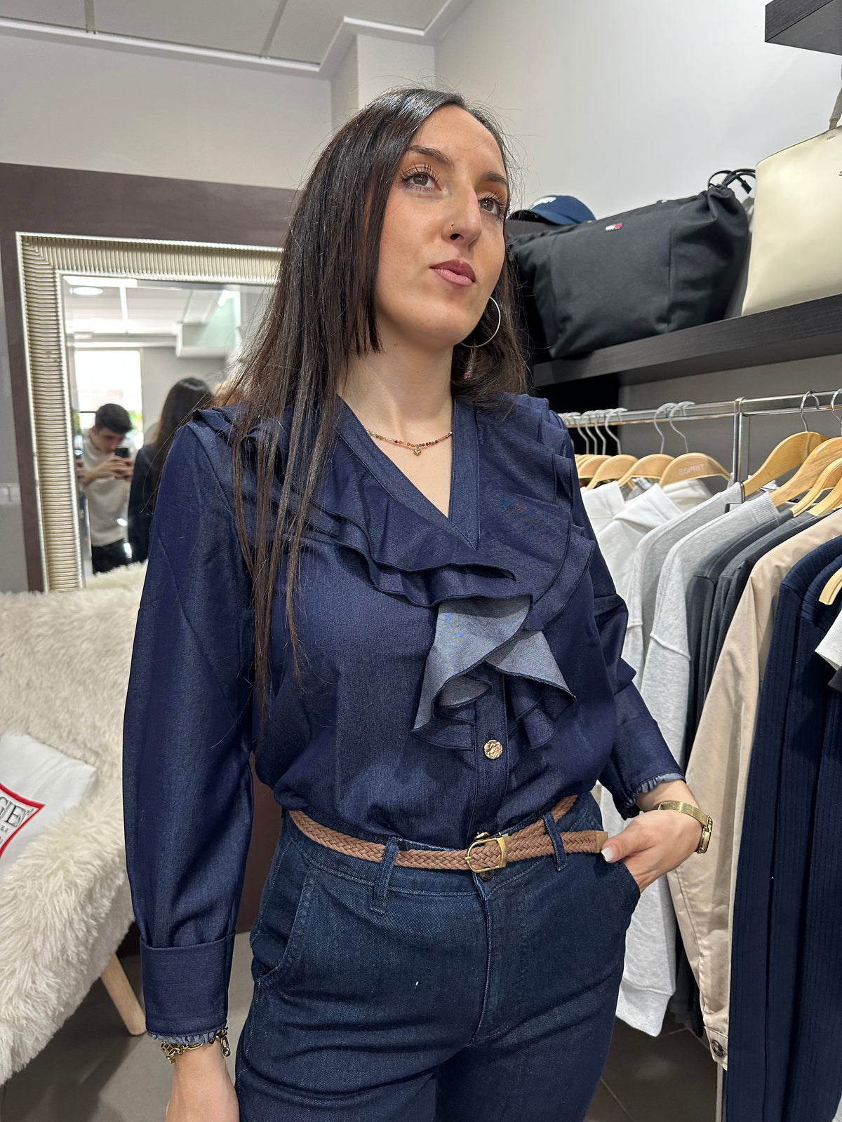 Camisa Tiffosi vaquera volantes