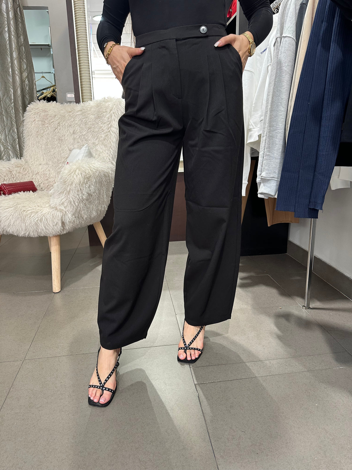 Pantalón Tiffosi barrel traje negro