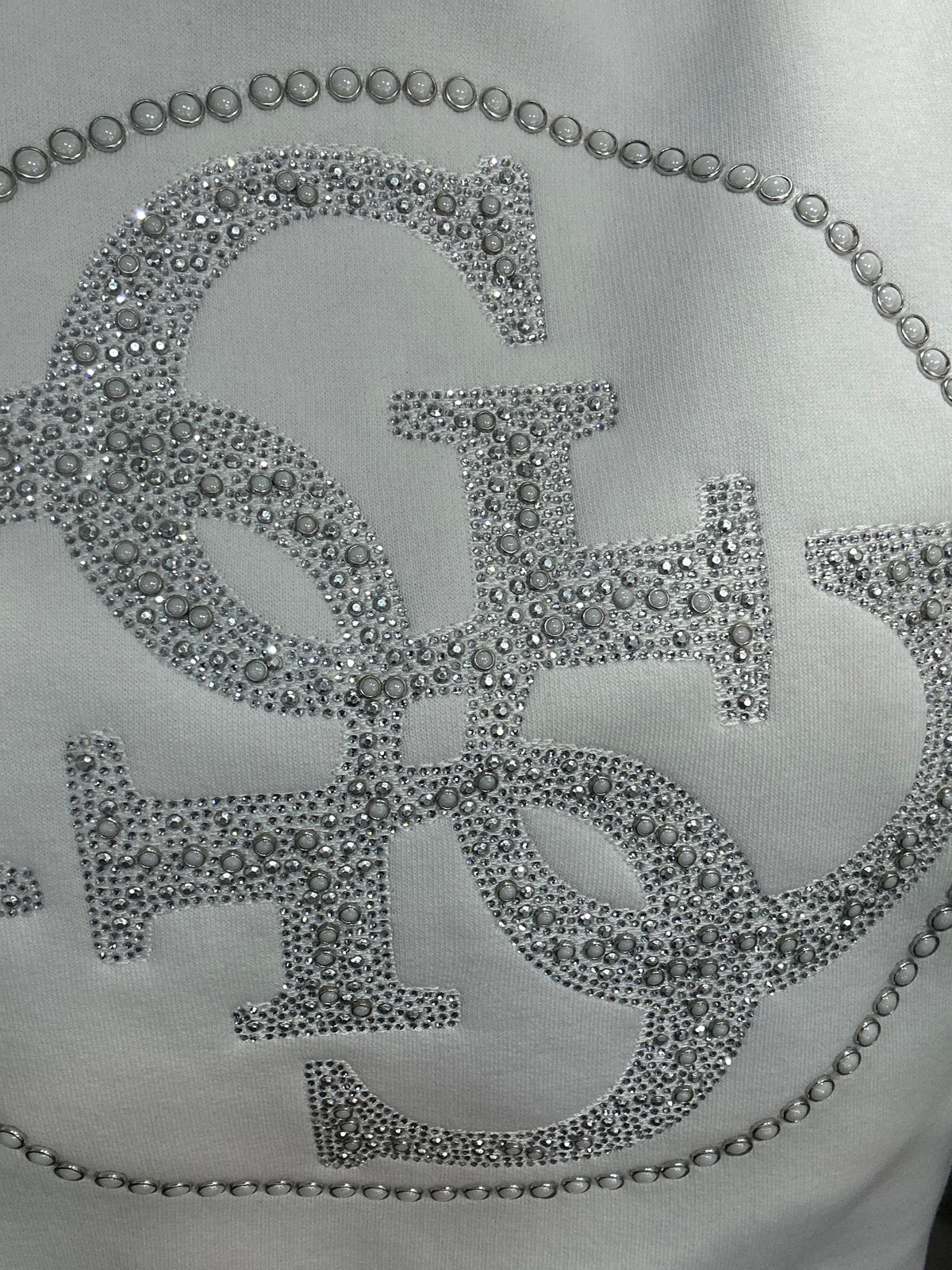 Sudadera Guess 4g brillo blanca