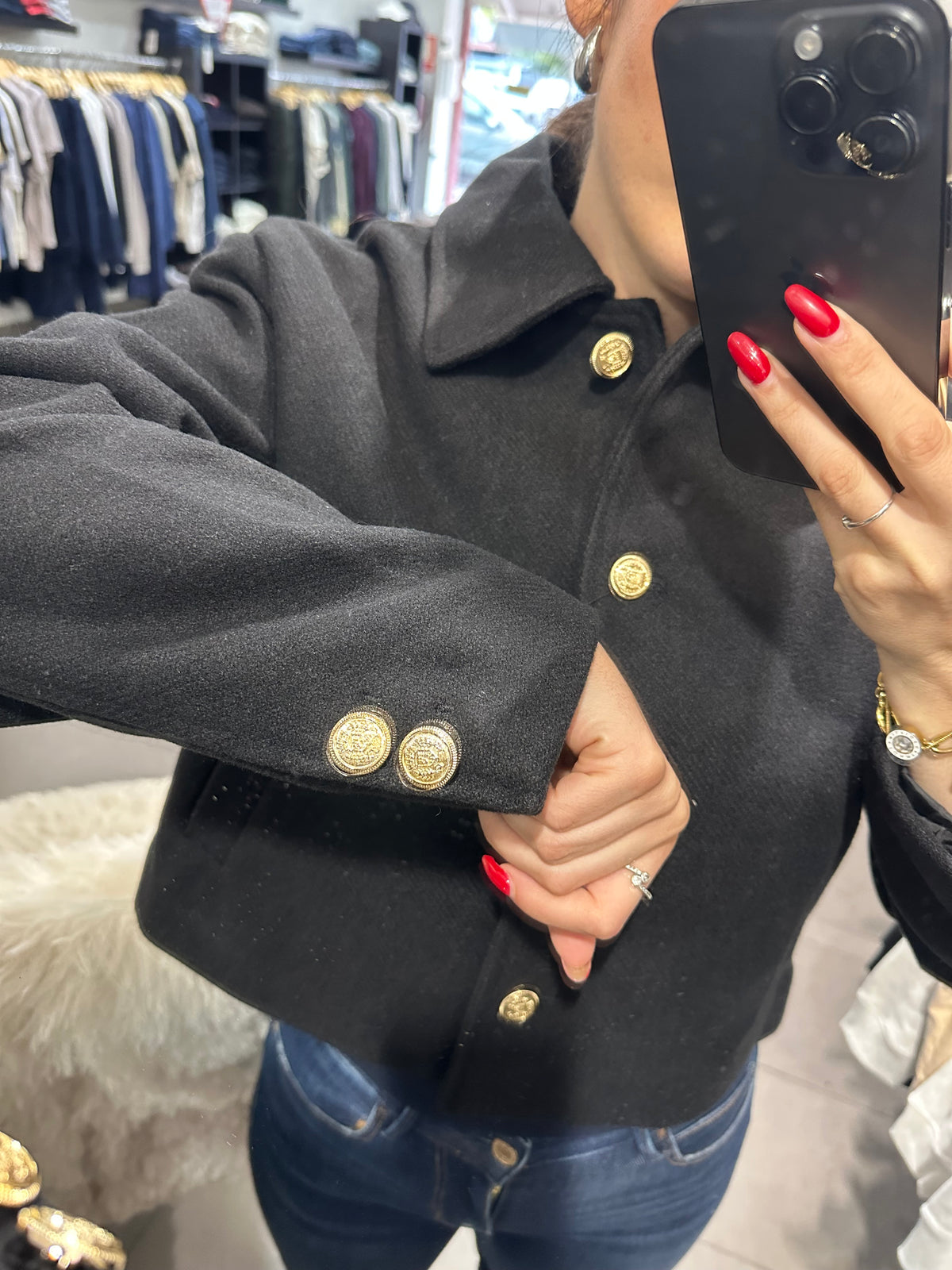 Chaqueta Tiffosi paño negra botones