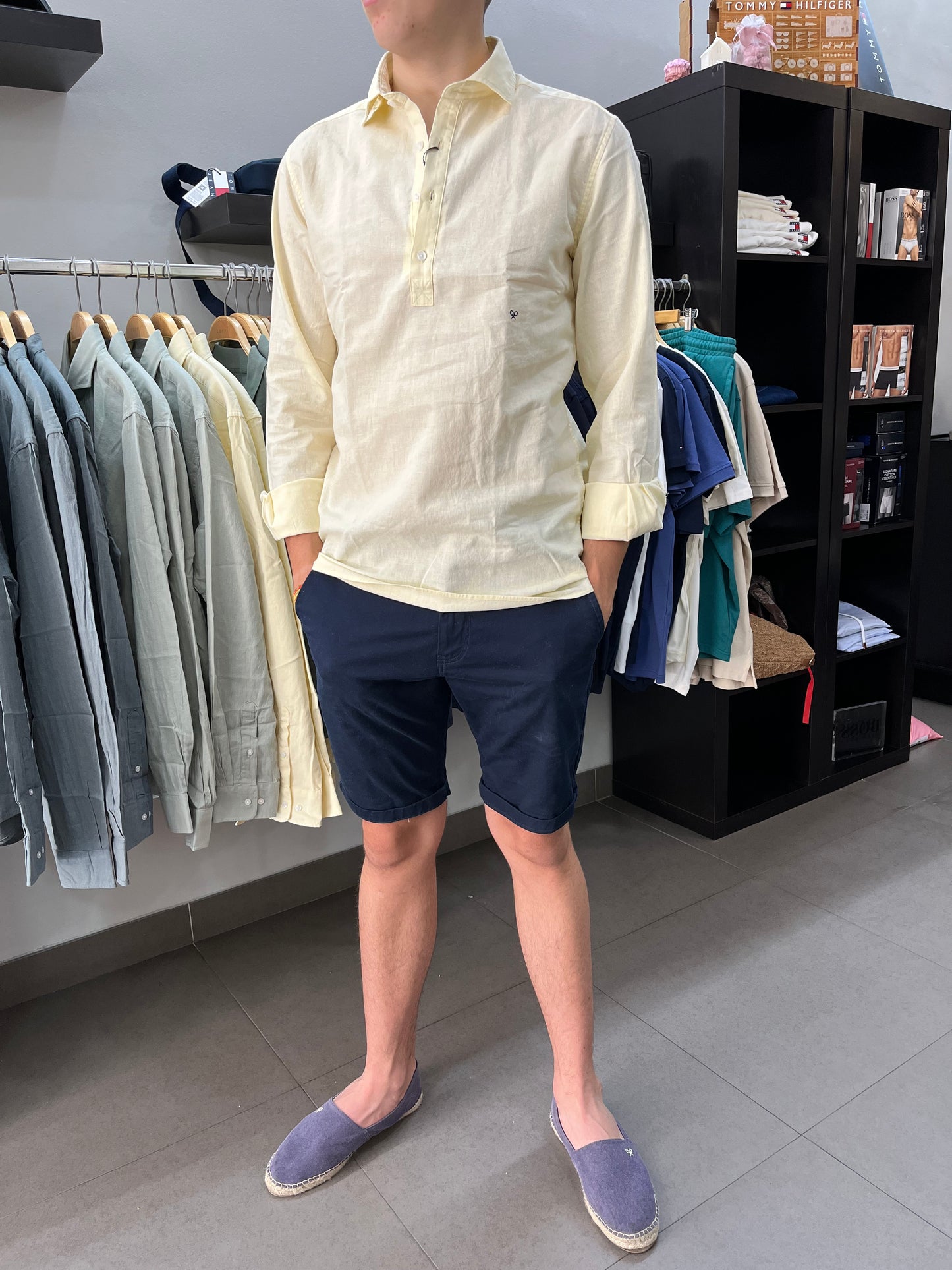 Camisa Silbon polera lino amarillo mantequilla
