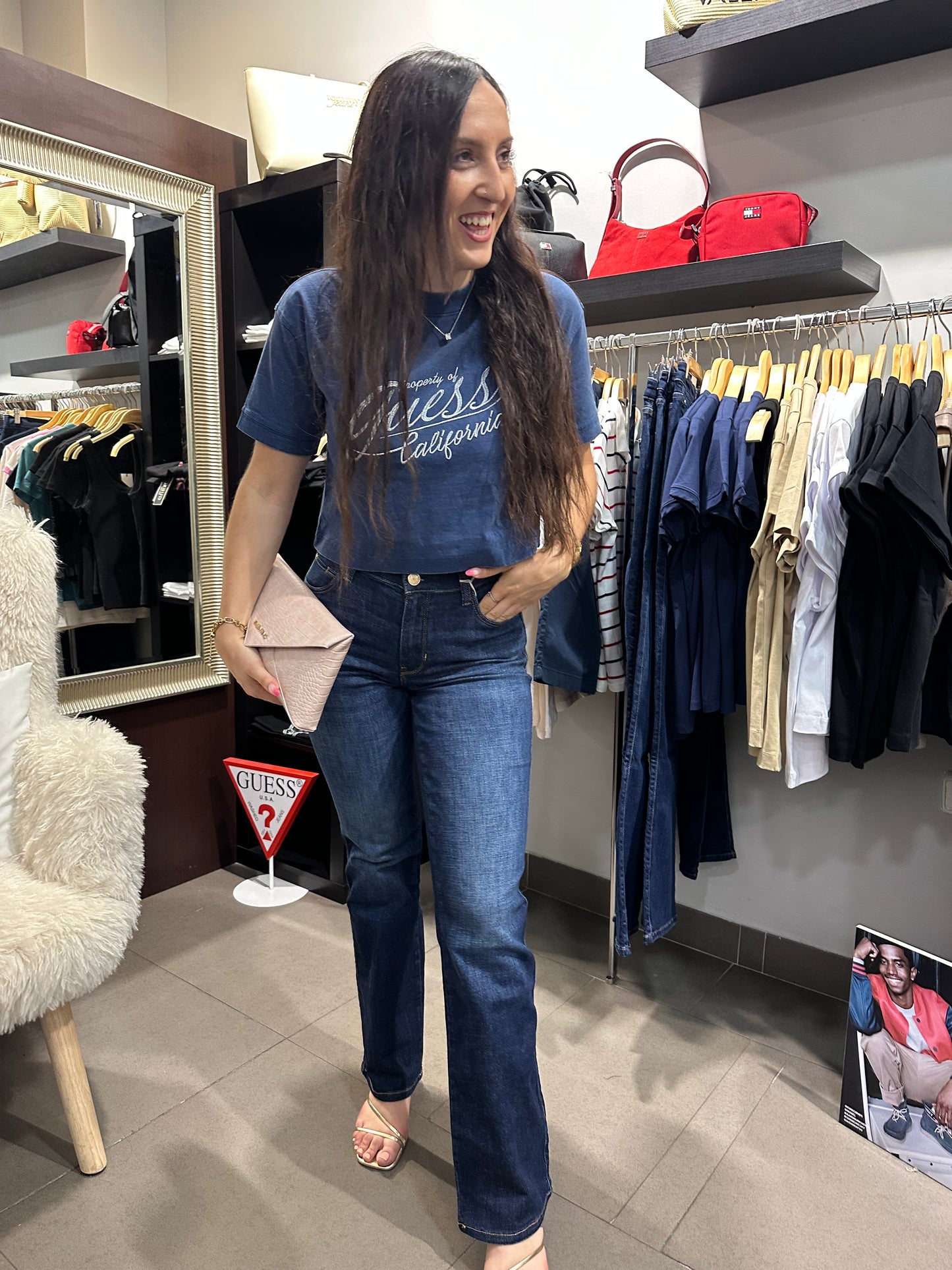 Camiseta Guess Crop efecto denim