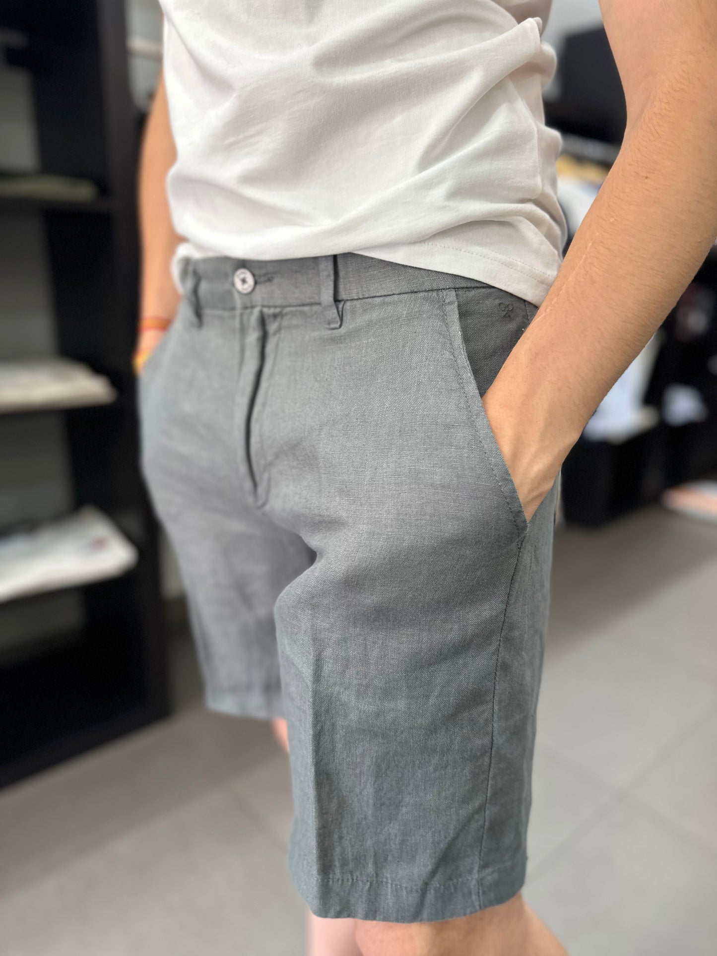 Pantalón Corto Lino Silbon verde