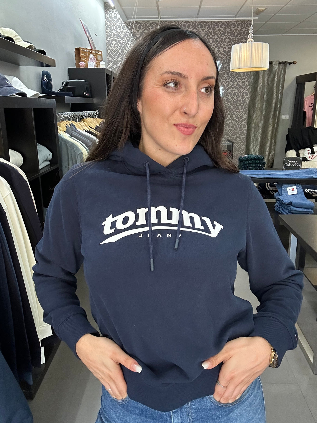 Sudadera Tommy marina con capucha