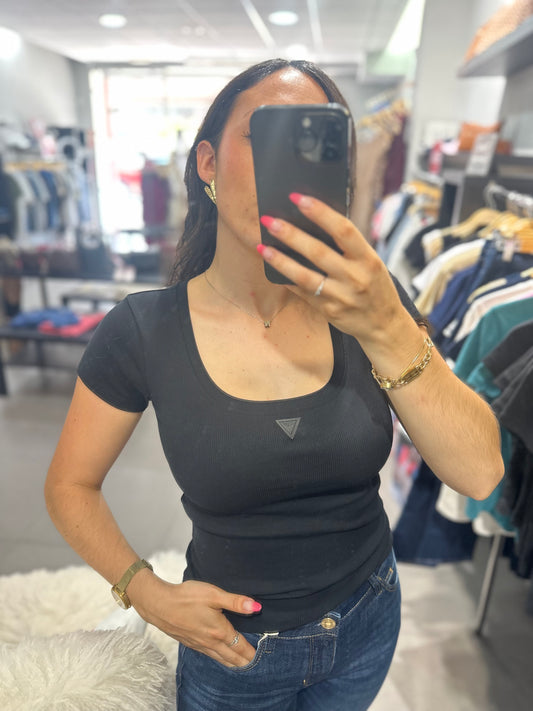Camiseta Guess canalé negra