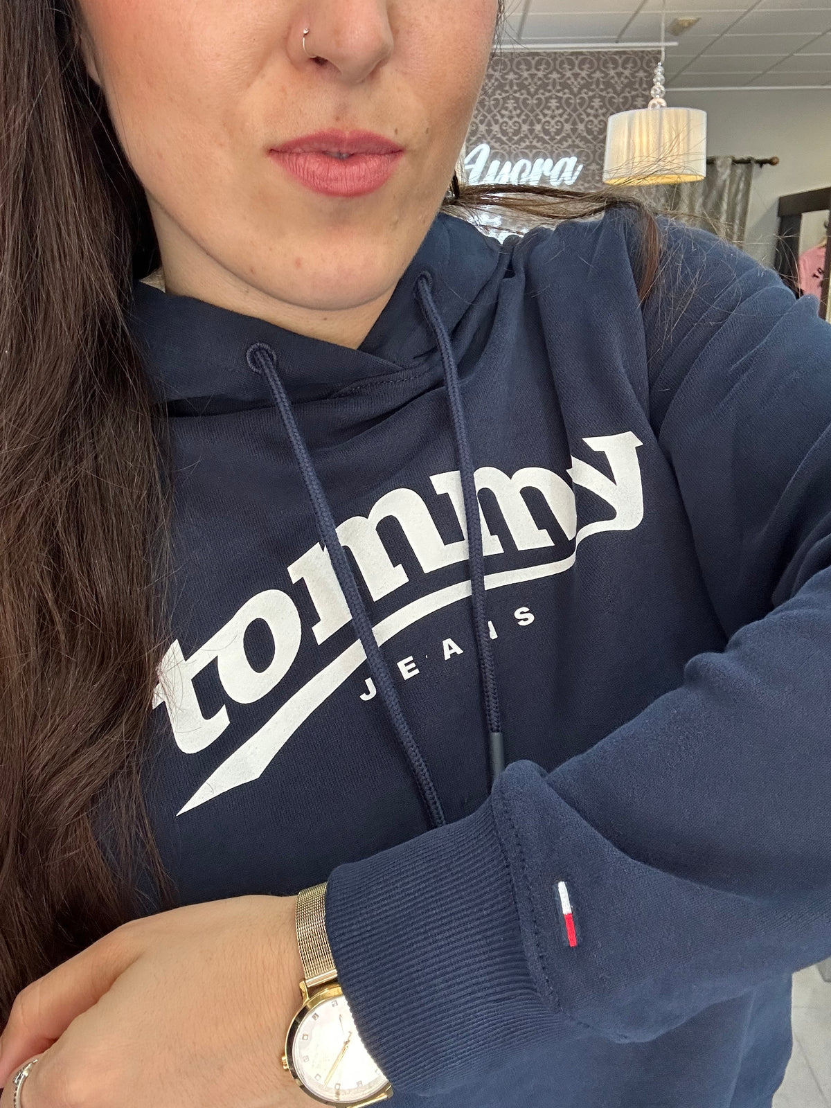 Sudadera Tommy marina con capucha