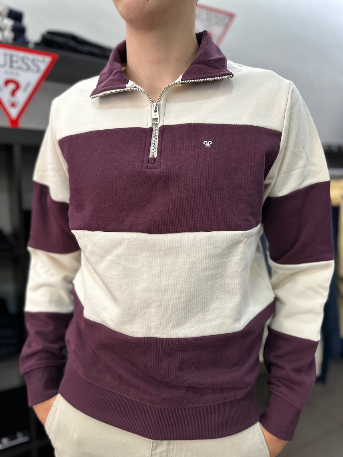 Sudadera Silbon Burdeos y beige con cuello cremallera (copia)