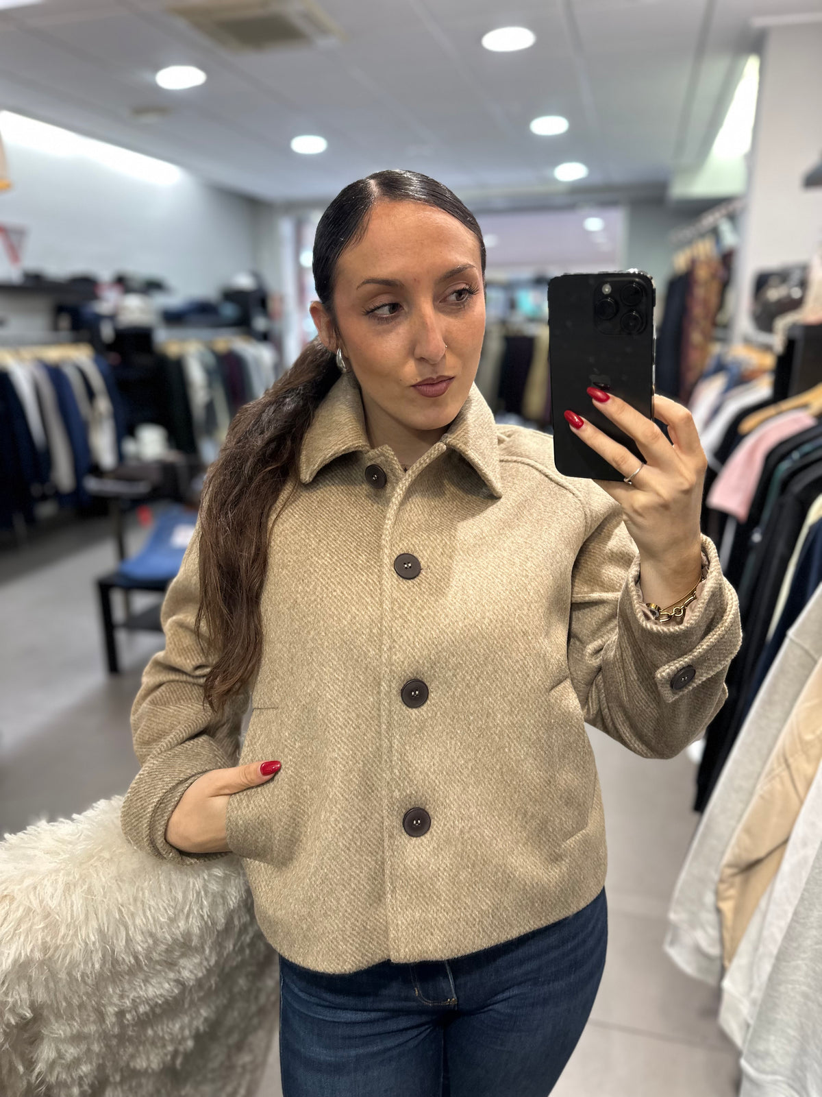 Chaqueta Tiffosi paño beige botones