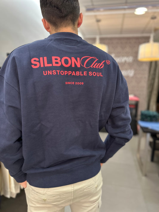 Sudadera Silbon Marina con logo en la espalda rojo