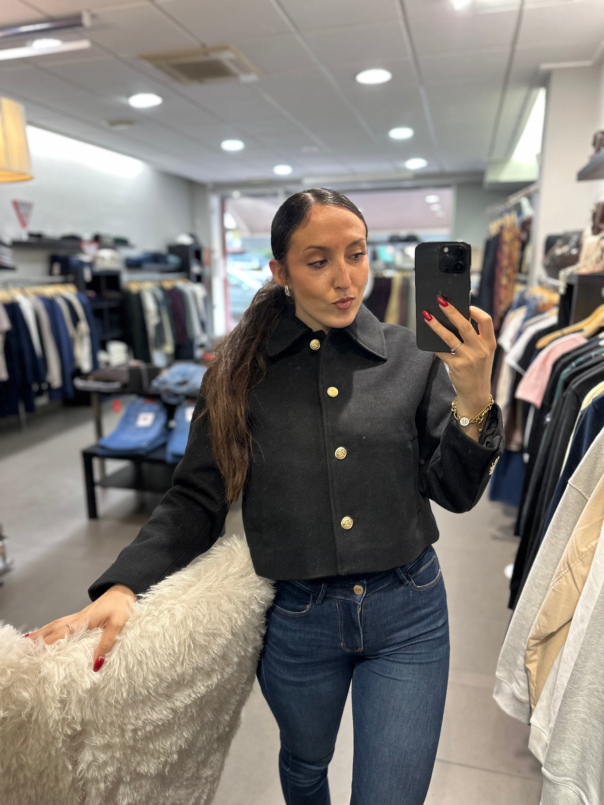 Chaqueta Tiffosi paño negra botones