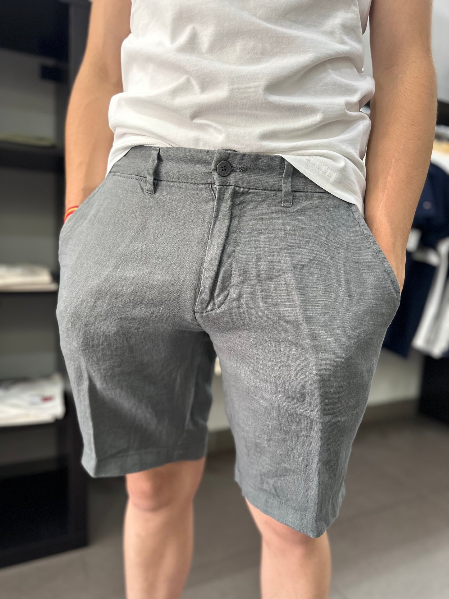 Pantalón Corto Lino Silbon verde