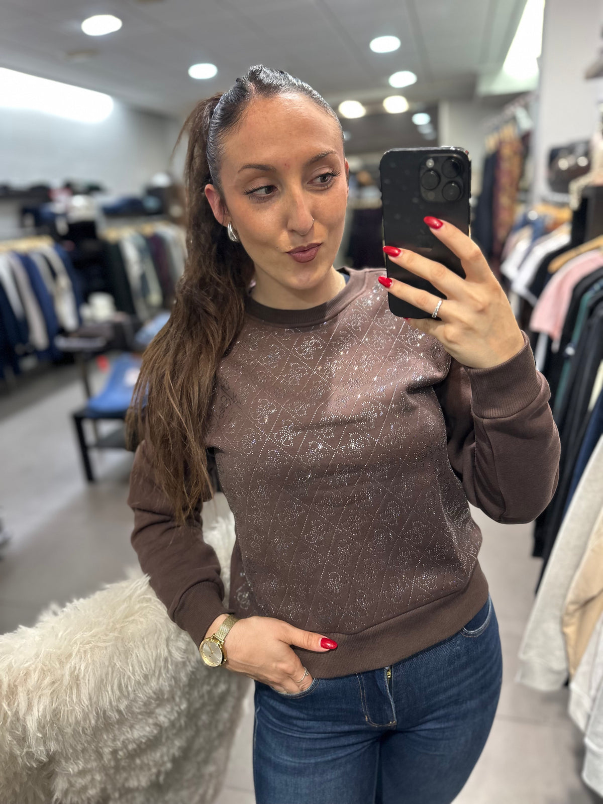 Sudadera Guess estampado 4g brillo