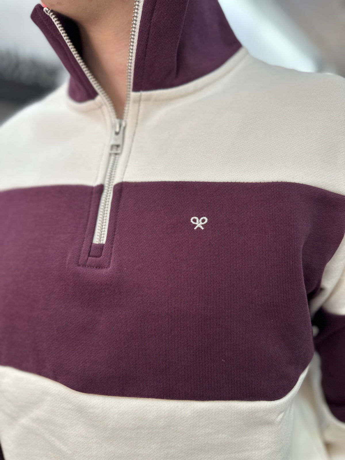 Sudadera Silbon Burdeos y beige con cuello cremallera (copia)
