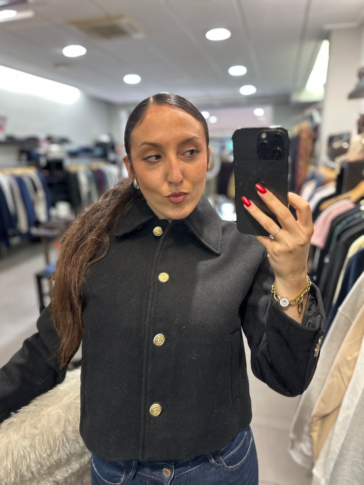 Chaqueta Tiffosi paño negra botones