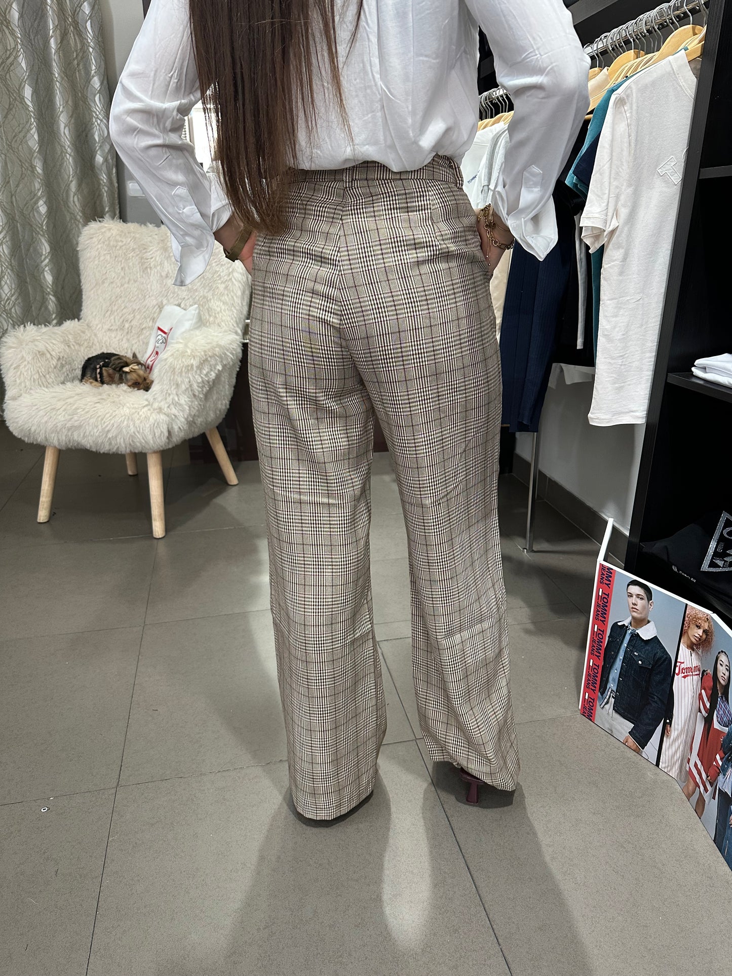 Pantalón Tiffosi traje cuadros burdeos