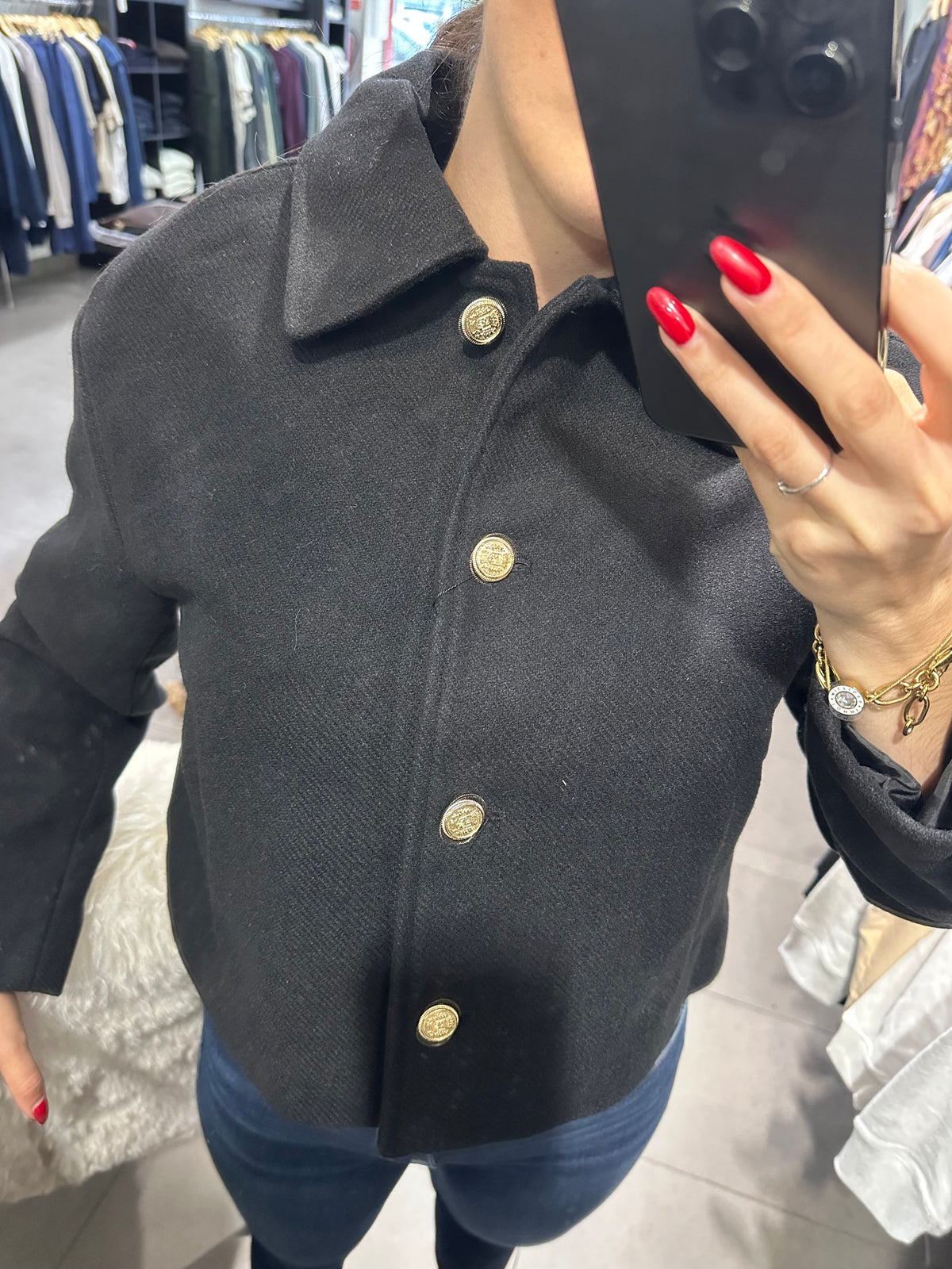 Chaqueta Tiffosi paño negra botones