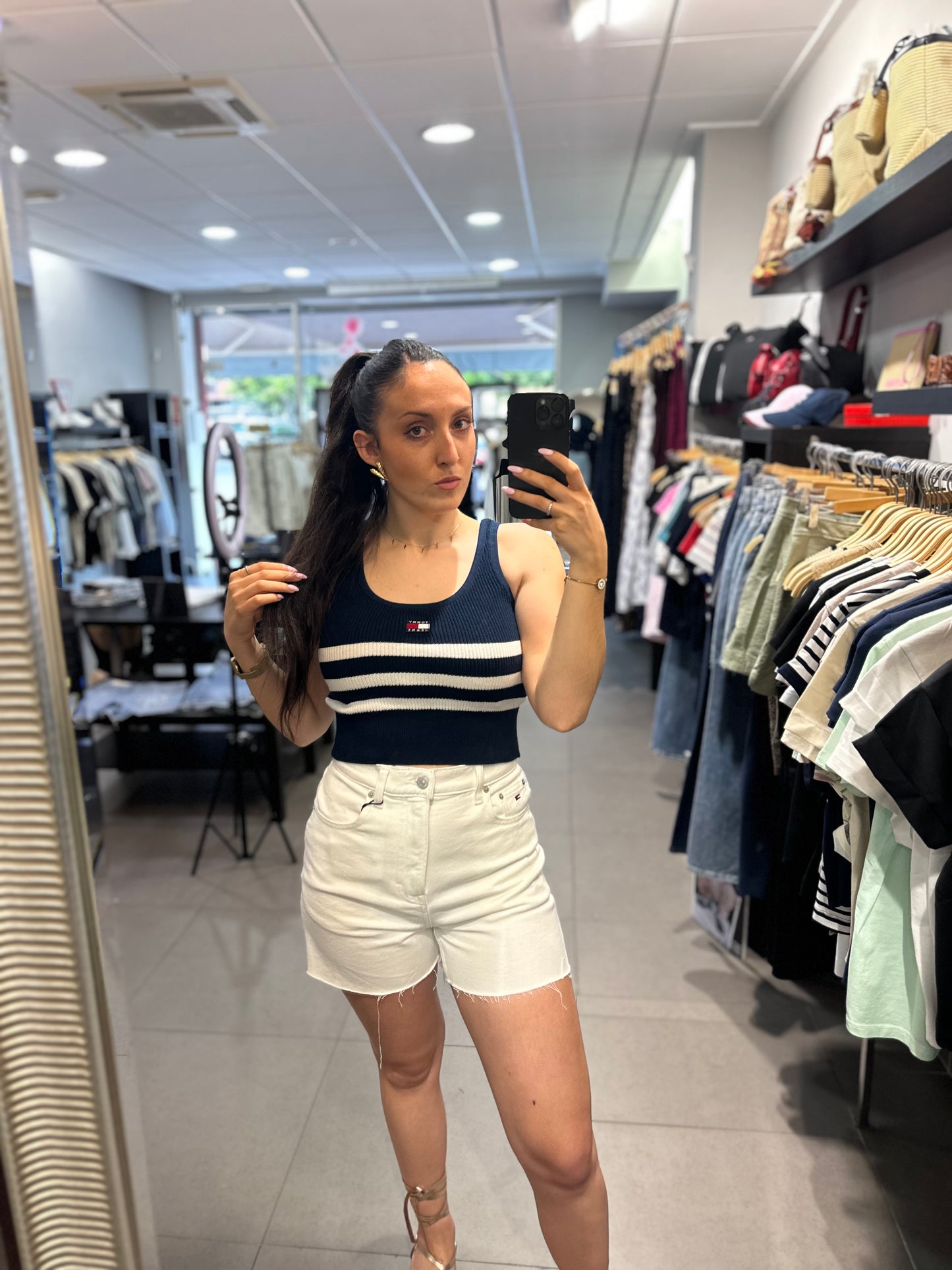 Top Tommy punto marino y blanco