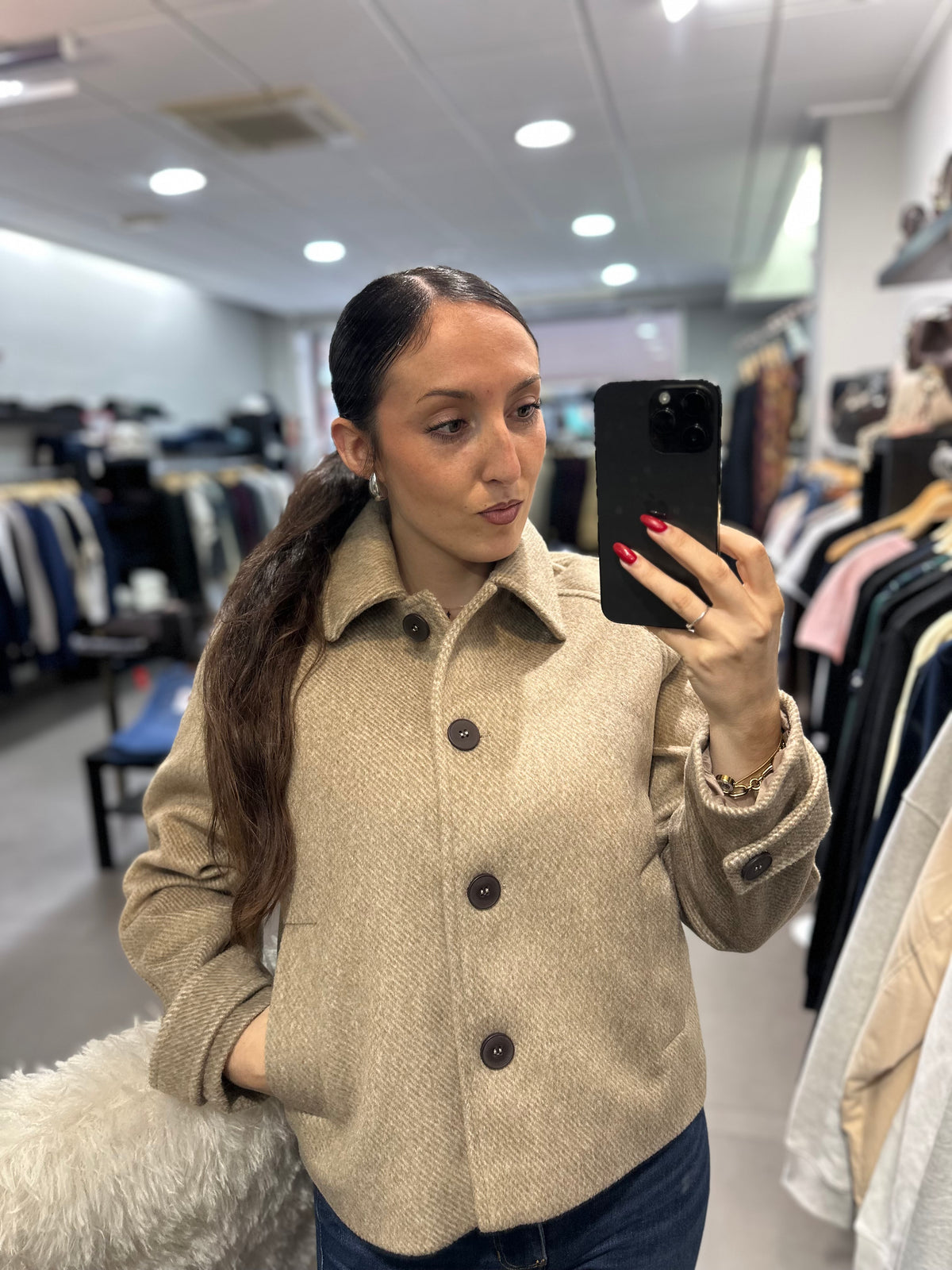 Chaqueta Tiffosi paño beige botones