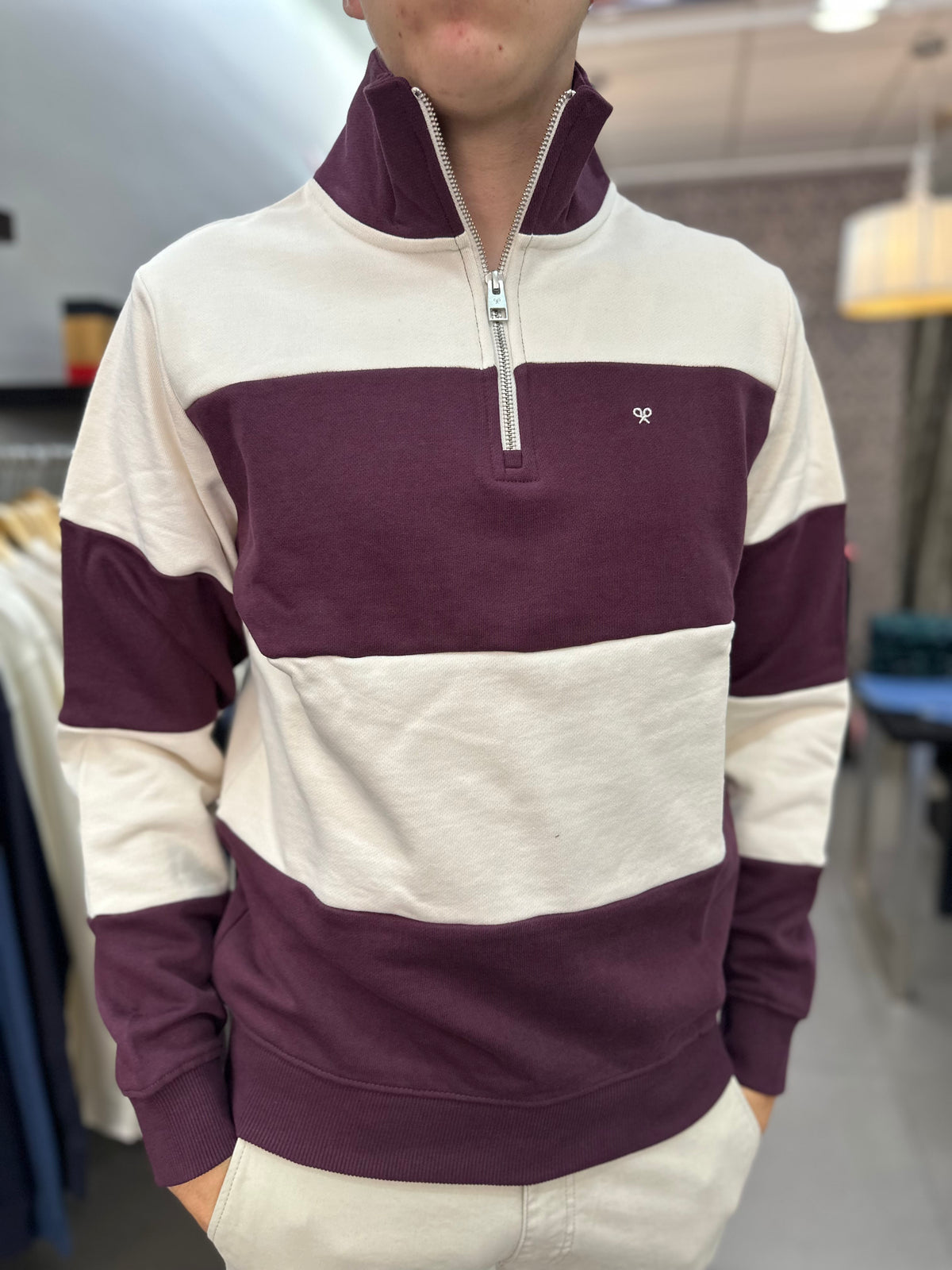 Sudadera Silbon Burdeos y beige con cuello cremallera (copia)