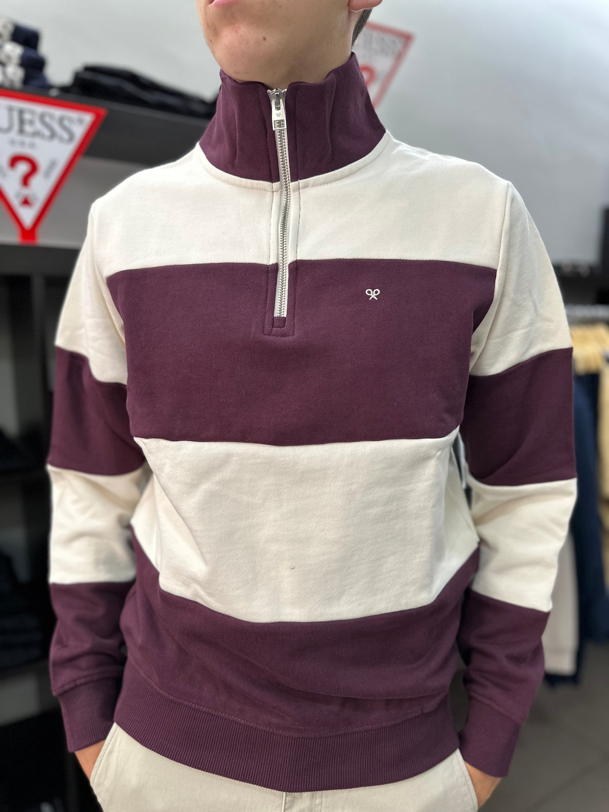 Sudadera Silbon Burdeos y beige con cuello cremallera (copia)