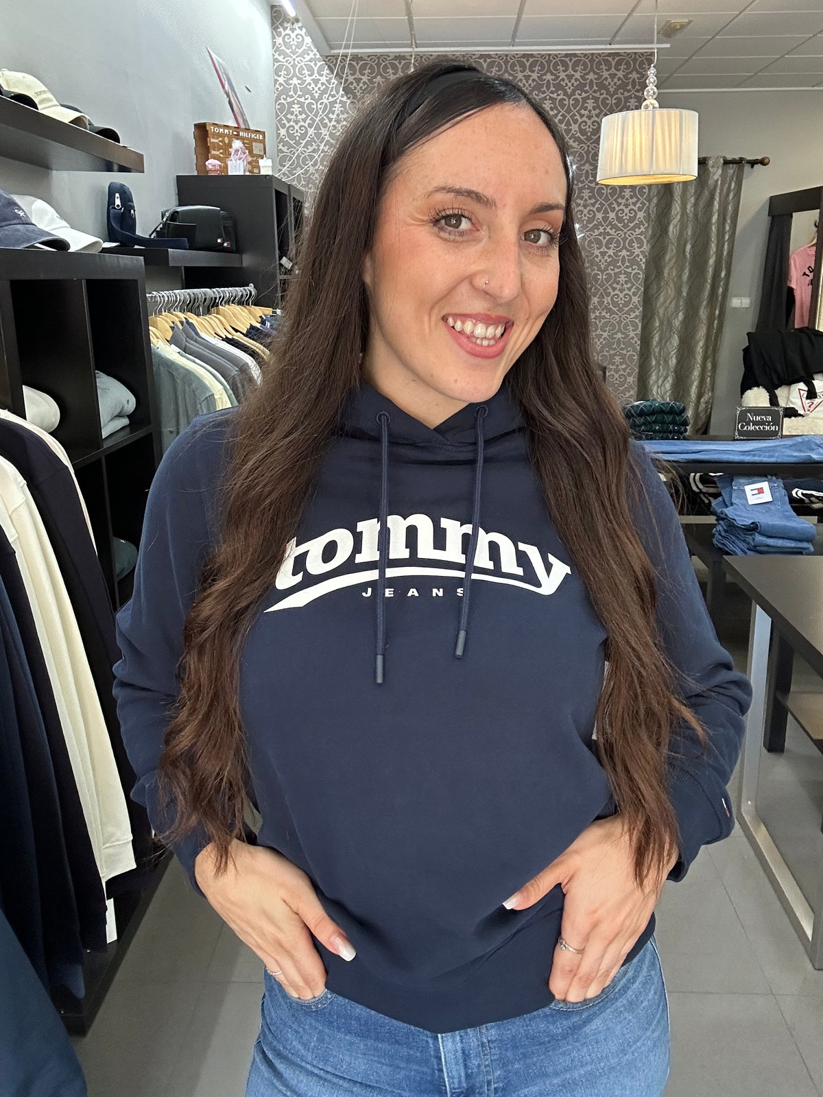 Sudadera Tommy marina con capucha