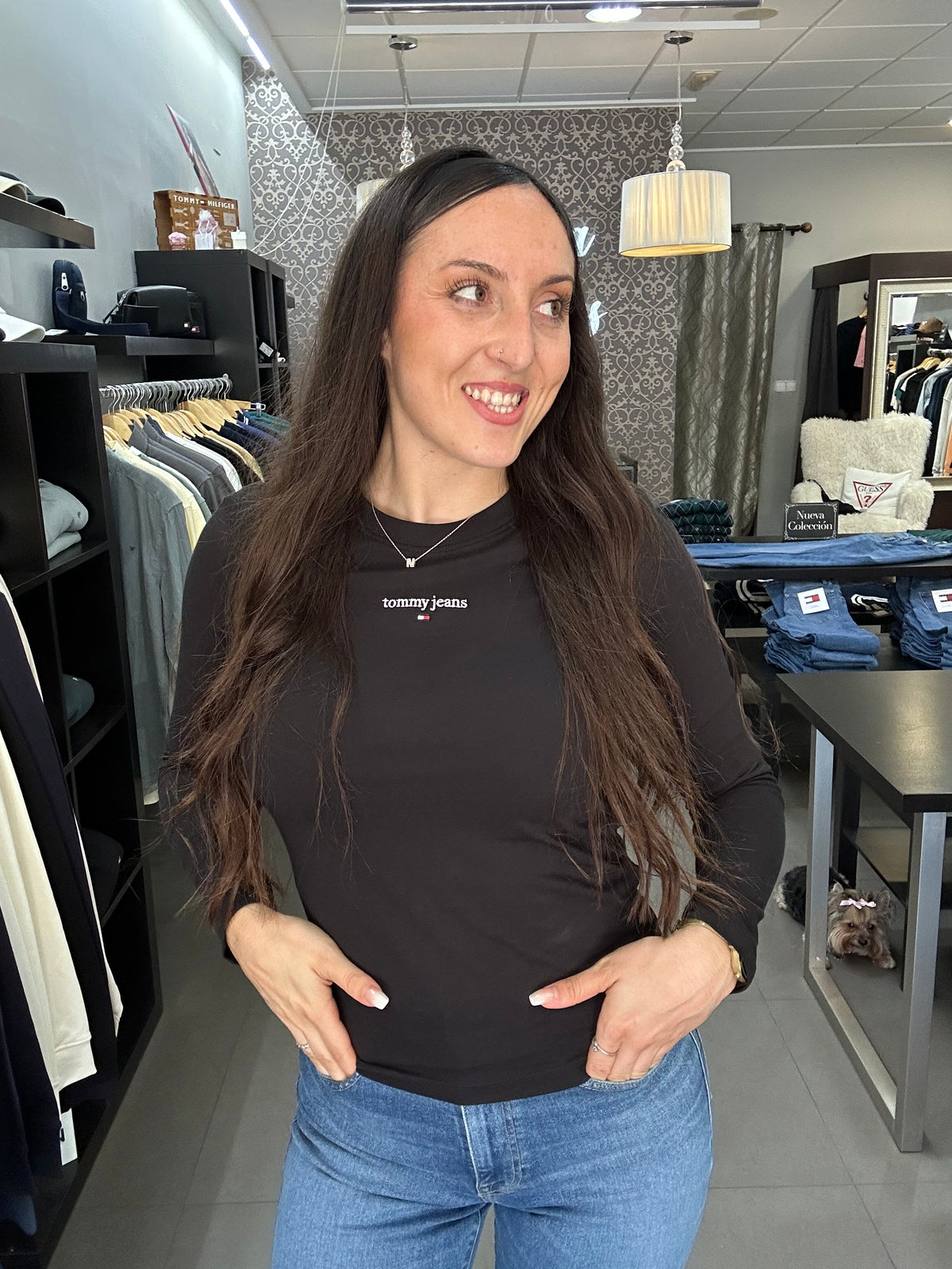 Camiseta Tommy manga larga negra algodon