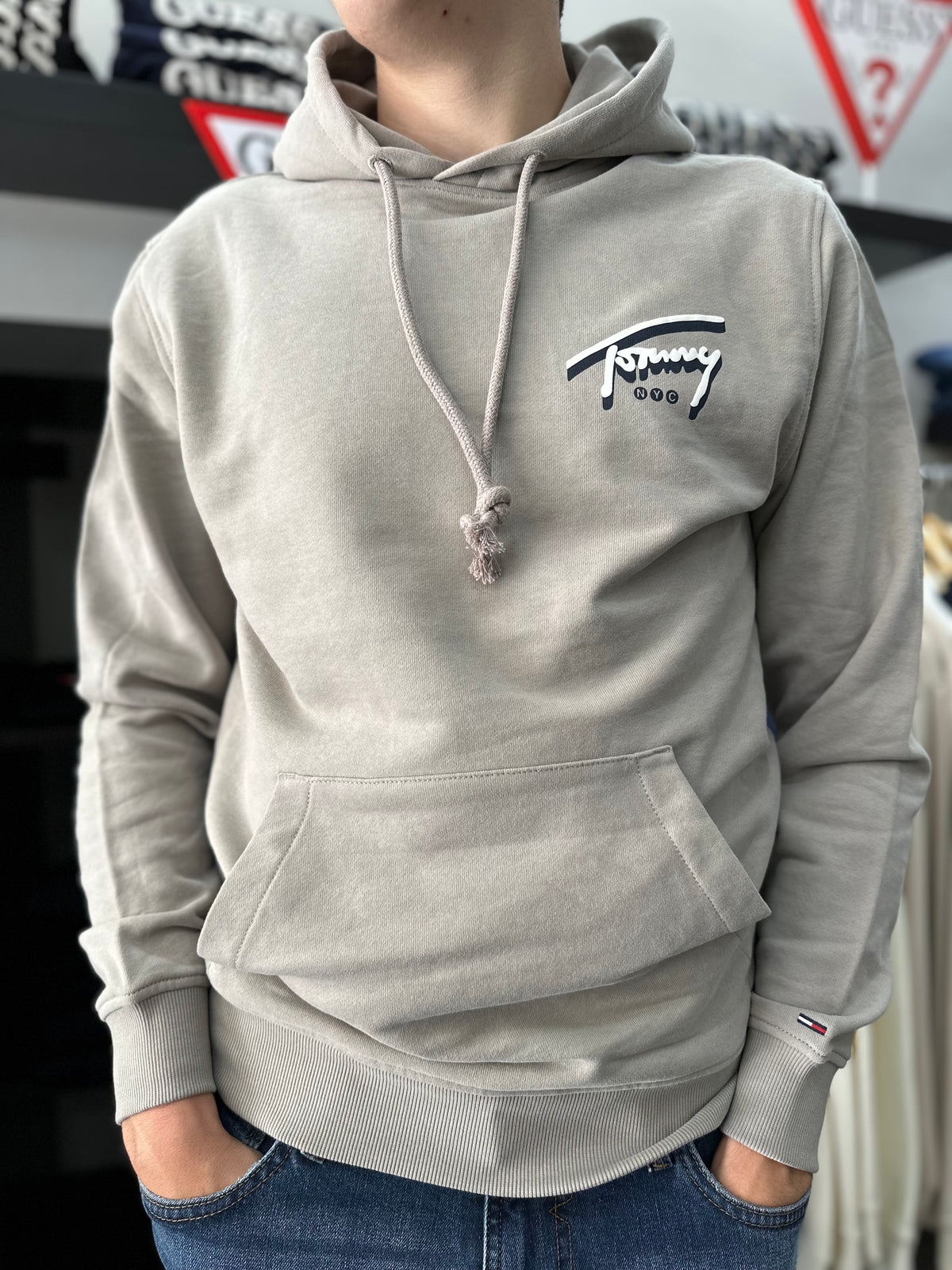 Sudadera Tommy TAUPE logo espalda con capucha