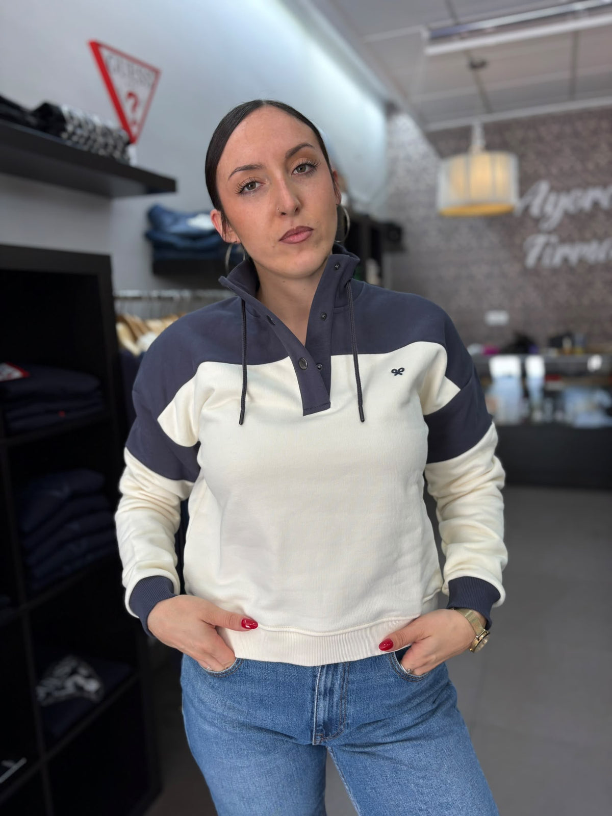 Sudadera Silbon Marina con cuello