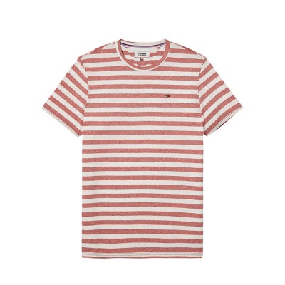 CAMISETA TOMMY JEANS MANGA CORTA RALLAS ROJAS Y BLANCAS HOMBRE