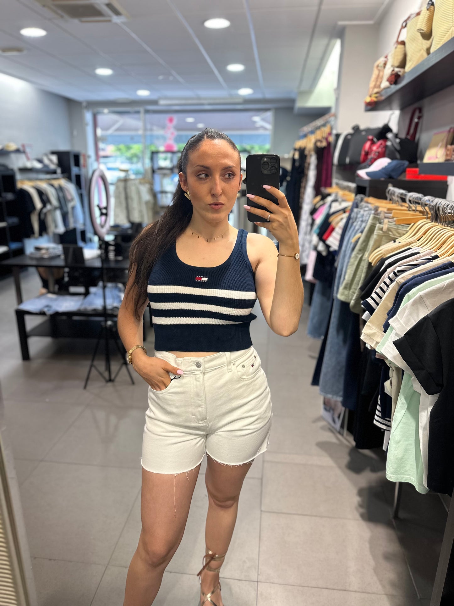 Top Tommy punto marino y blanco