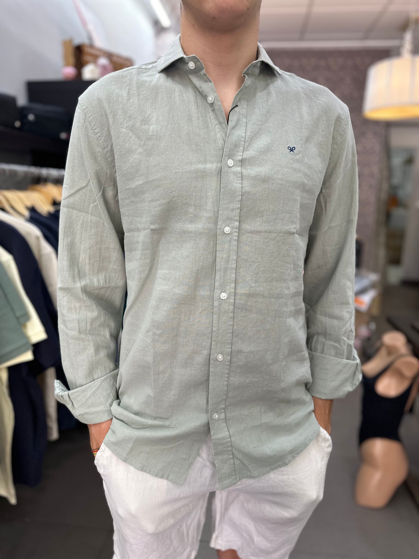 Camisa Silbon lino verde claro