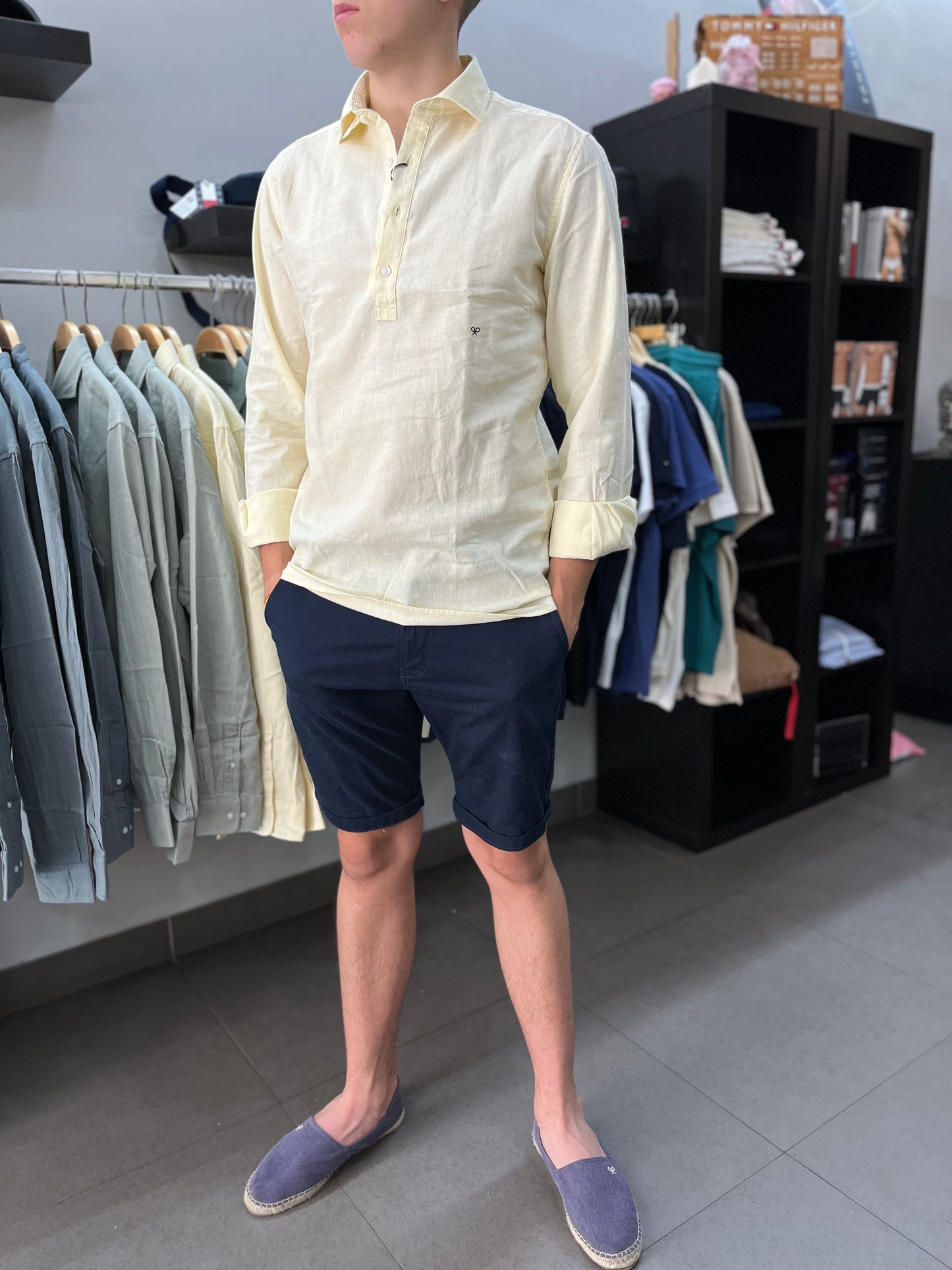 Camisa Silbon polera lino amarillo mantequilla
