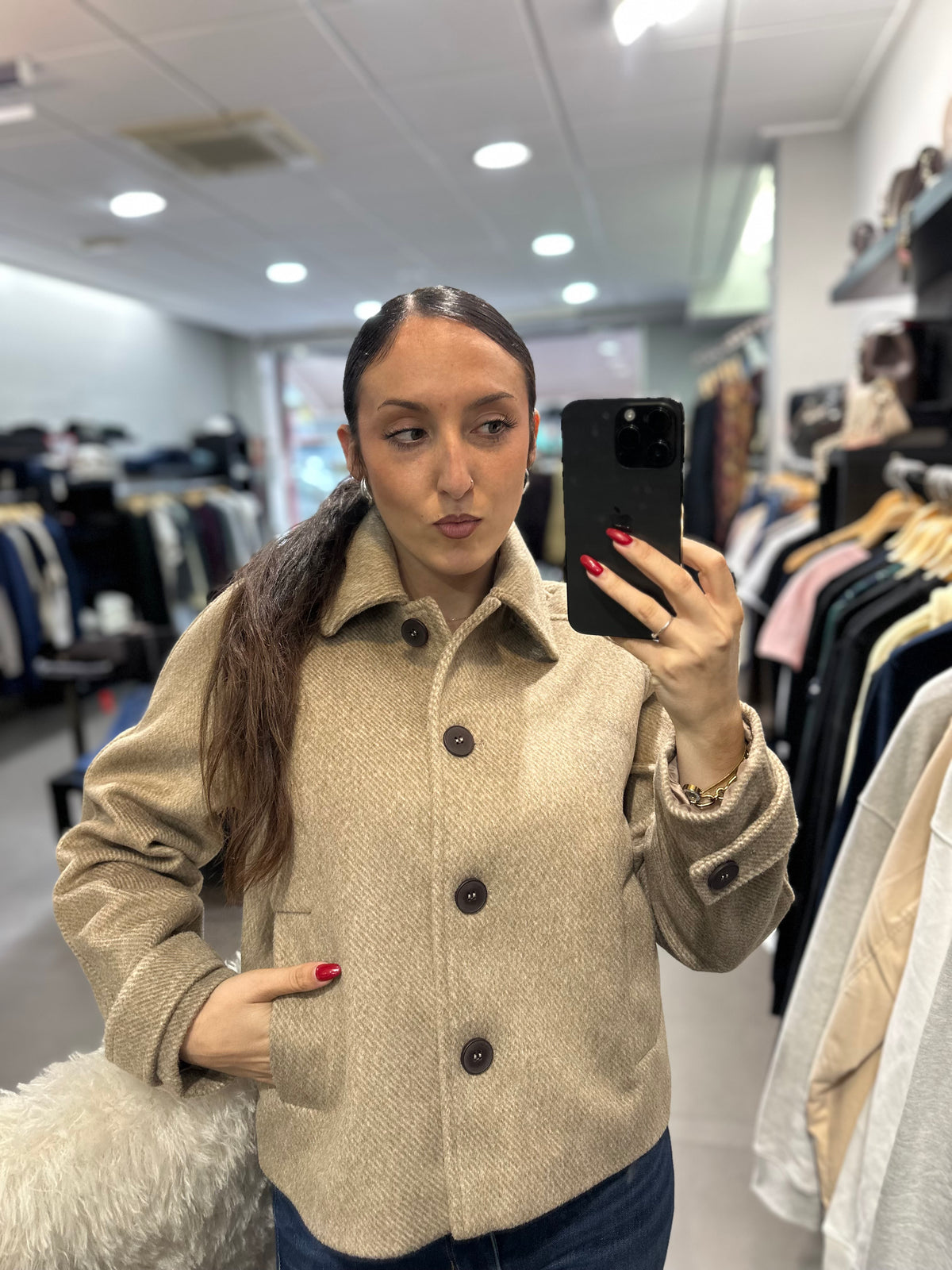 Chaqueta Tiffosi paño beige botones