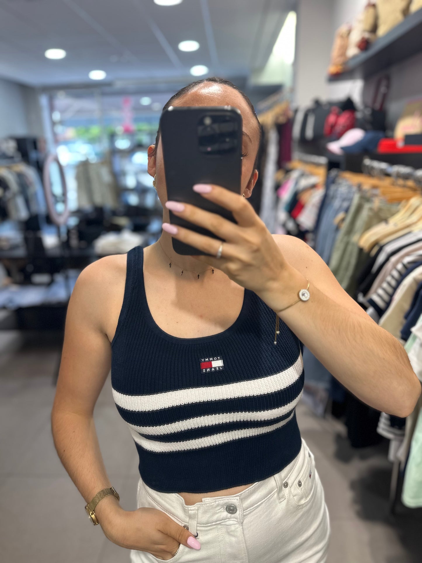 Top Tommy punto marino y blanco