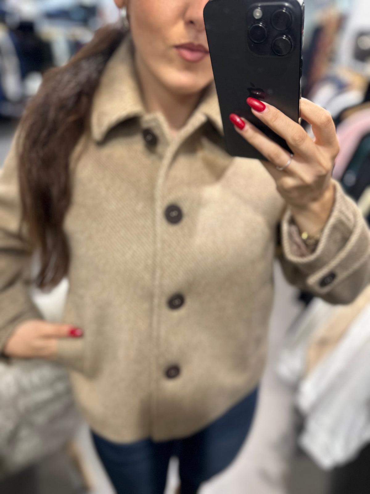 Chaqueta Tiffosi paño beige botones